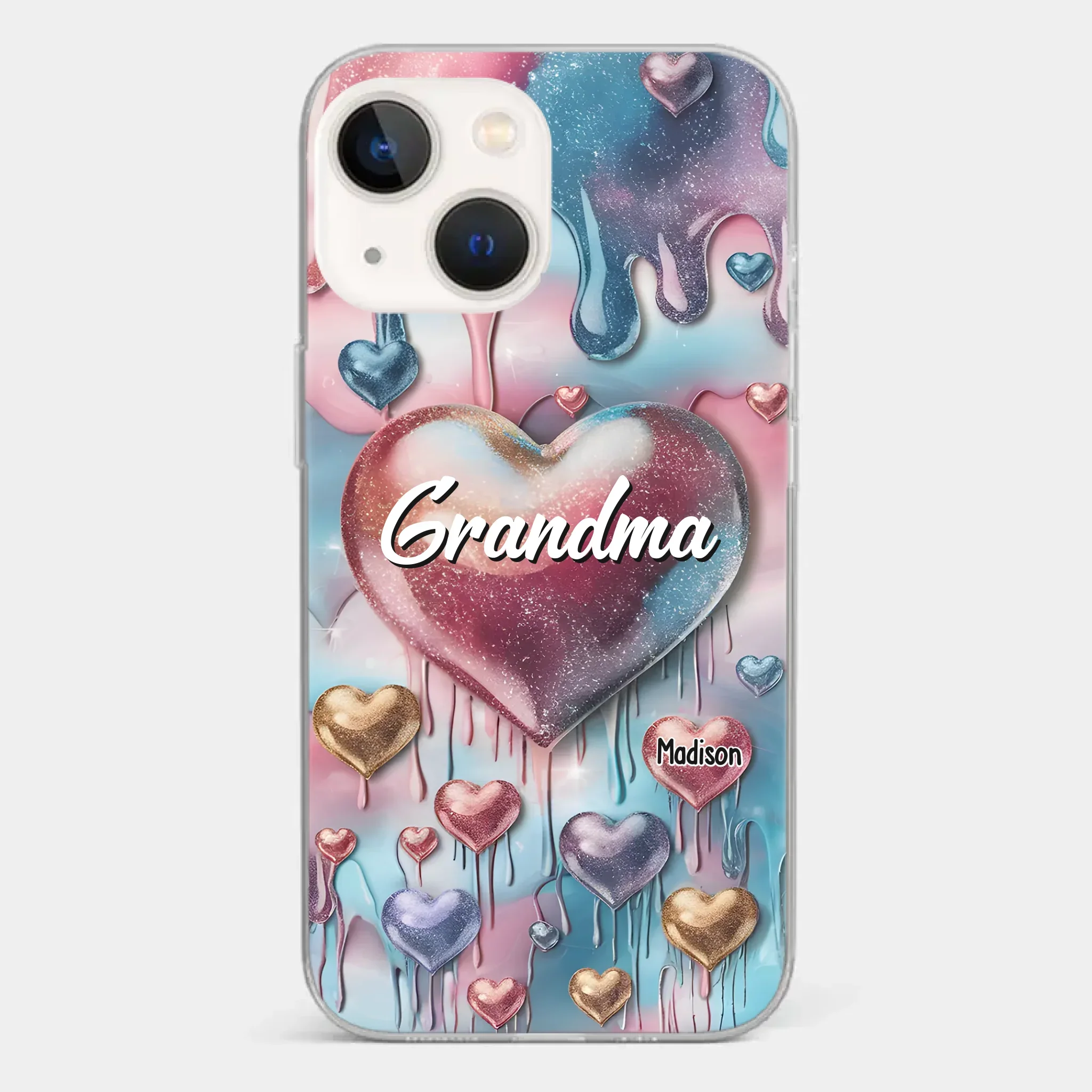Forever In Grandmother's Heart - Family Personalized Custom 3D Inflated Effect Printed Clear Phone Case - Gift For Mom, Grandma - Robaser