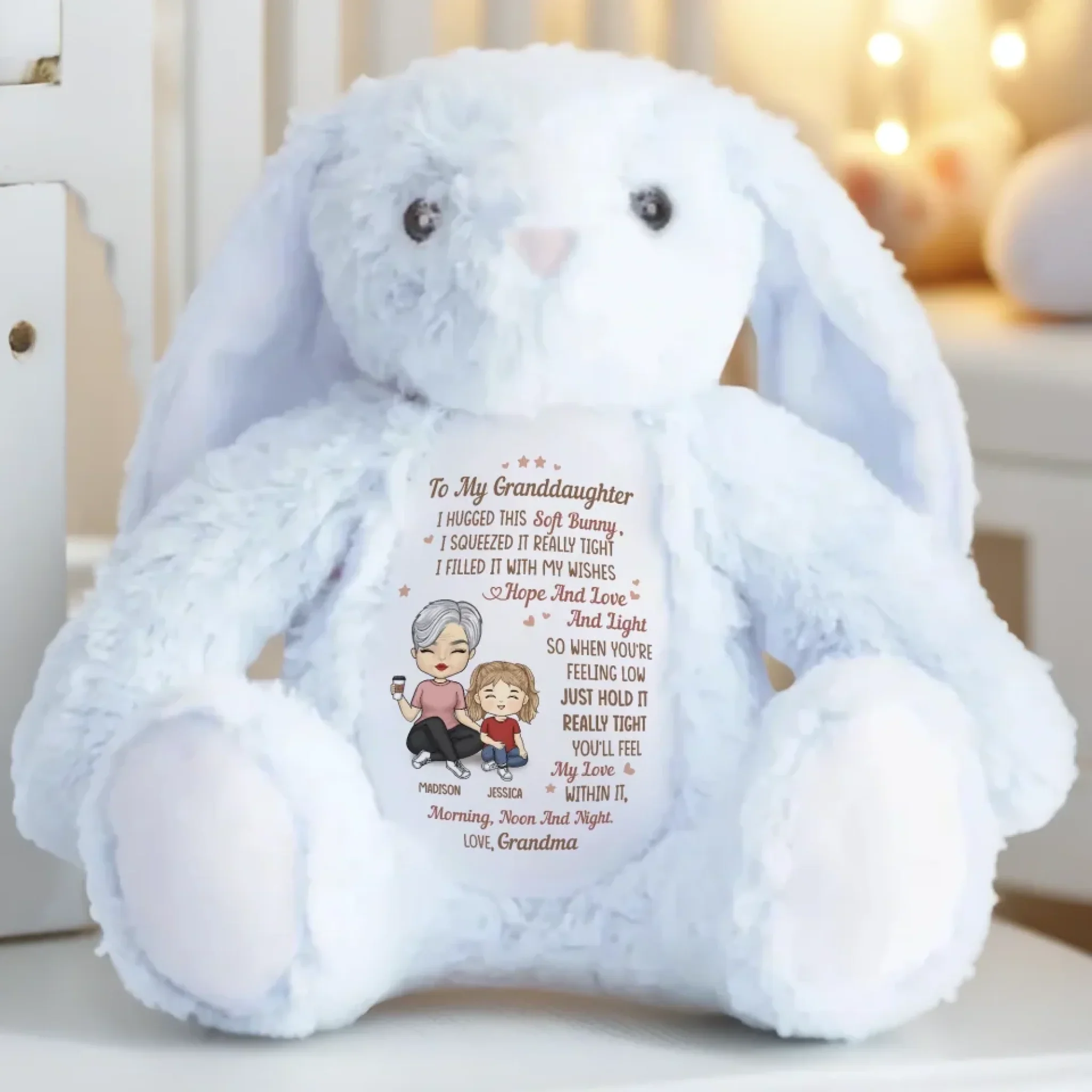 This Bunny Carries All My Love - Family Personalized Custom Easter Bunny Plush - Mother's Day, Gift For Mom, Grandma - Robaser