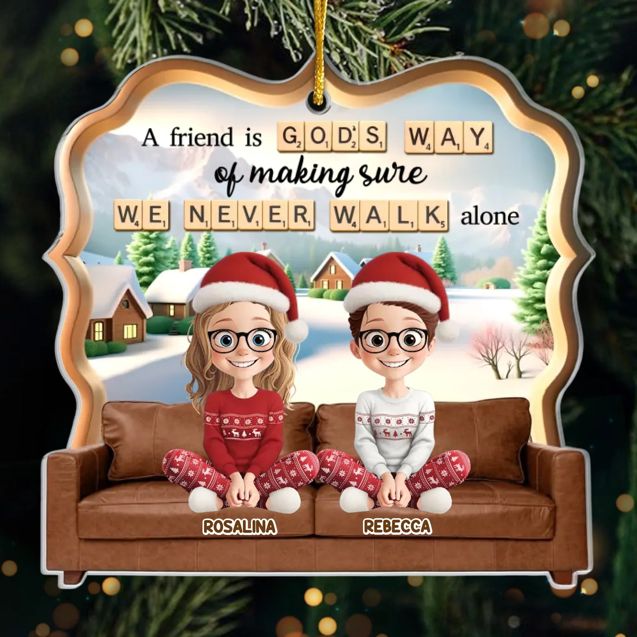 Custom Acrylic Ornament - Personalized Best Friend Christmas Birthday Gifts For Women, Besties, Sisters, BFF - We Laugh In Sync - Robaser