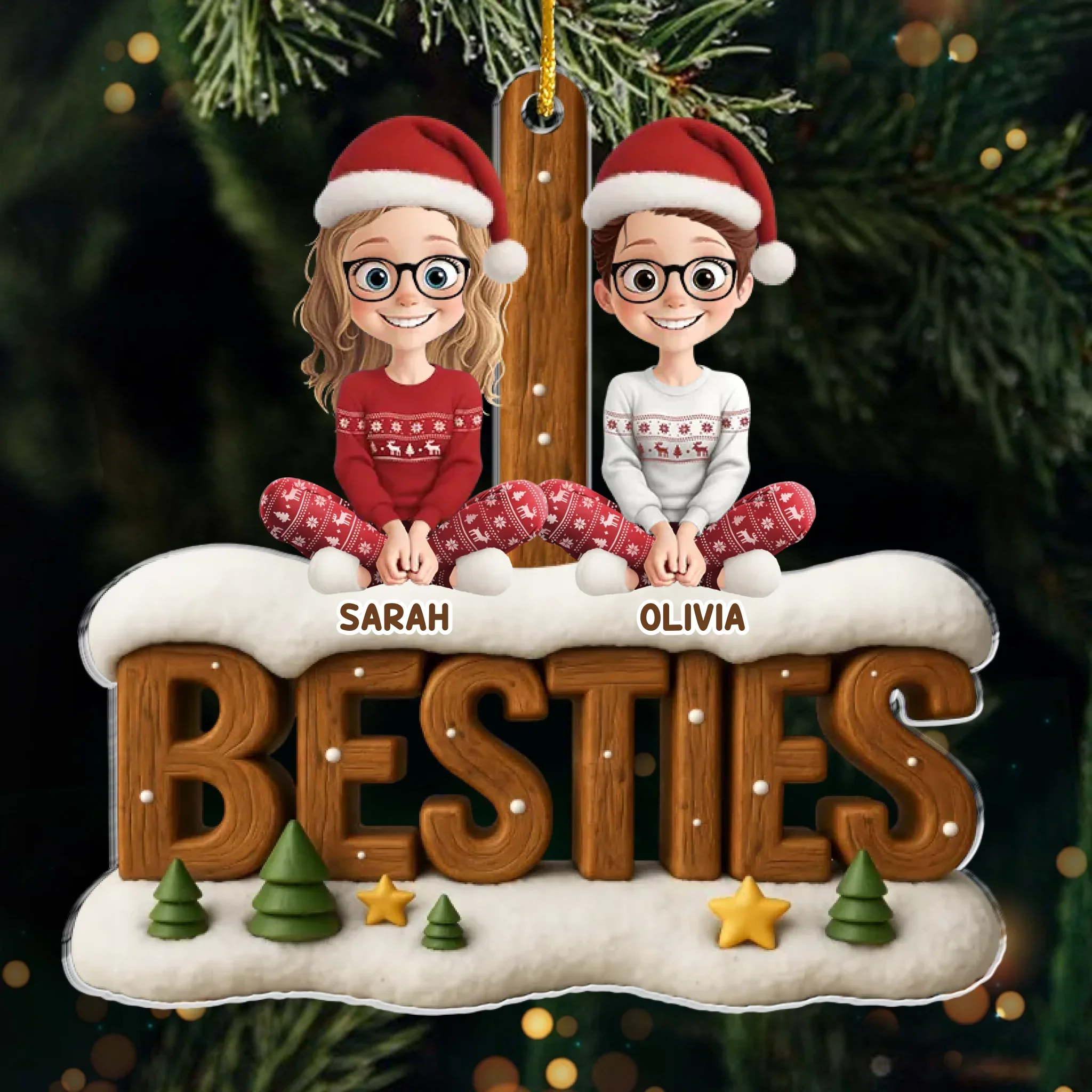 Custom Acrylic Ornament - Personalized Best Friend Christmas Birthday Gifts For Women, Besties, Sisters, BFF - Shiny Like Us - Robaser