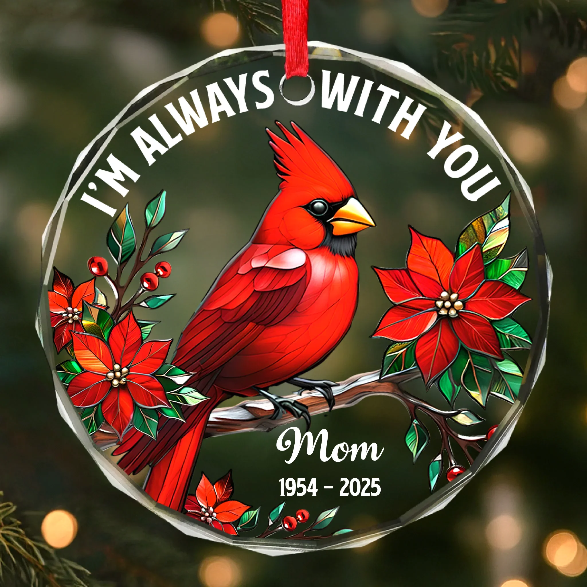 Custom Circle Glass Ornament - Personalized Christmas Memorial Sympathy Gifts For Loss Of Mom, Dad - In Spirit, Always Near - Robaser