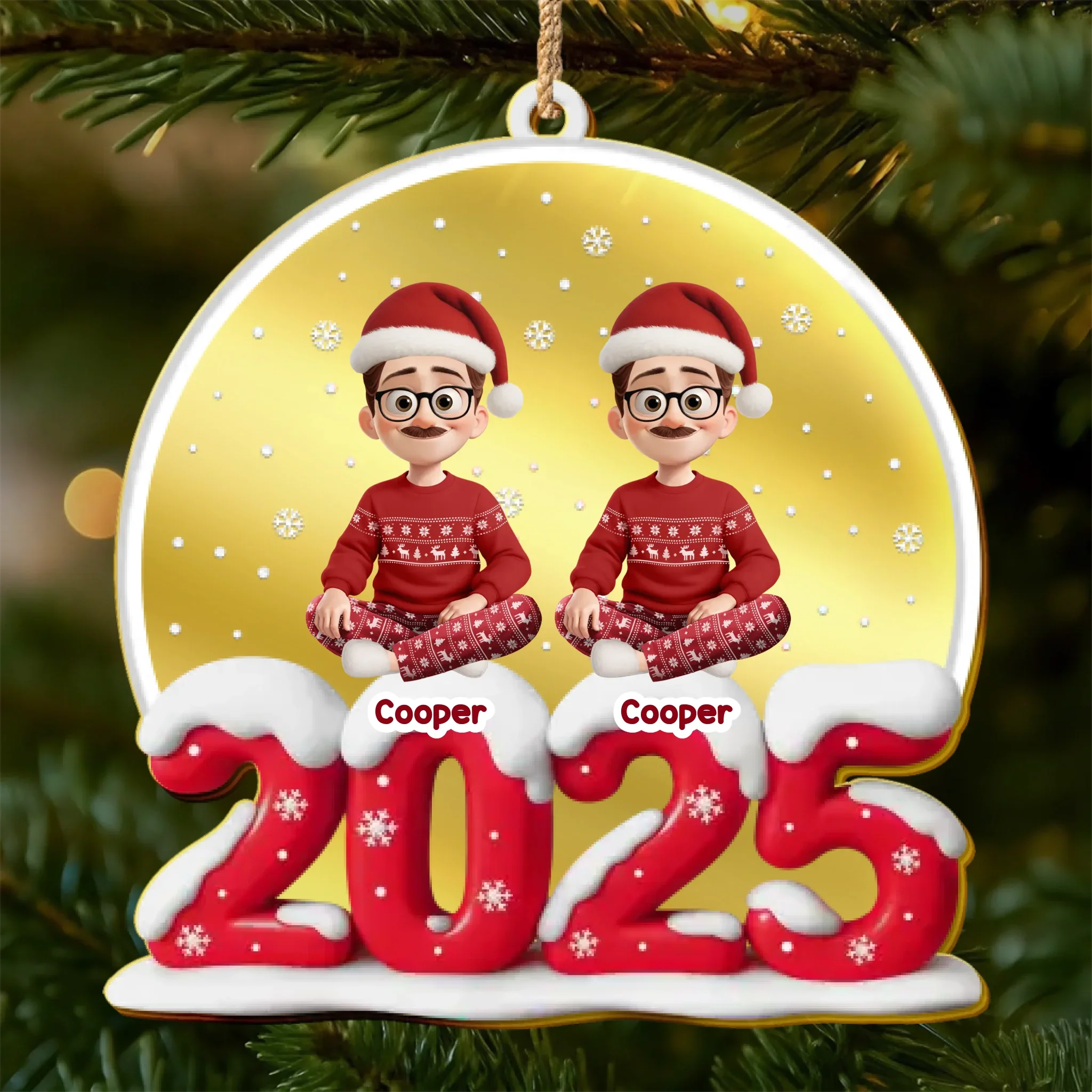 Custom Wooden Mirror Acrylic Ornament - Personalized Christmas Birthday Gifts For Mom, Dad, Brother, Sister, Kids - Joy Begins Where We Gather - Robaser