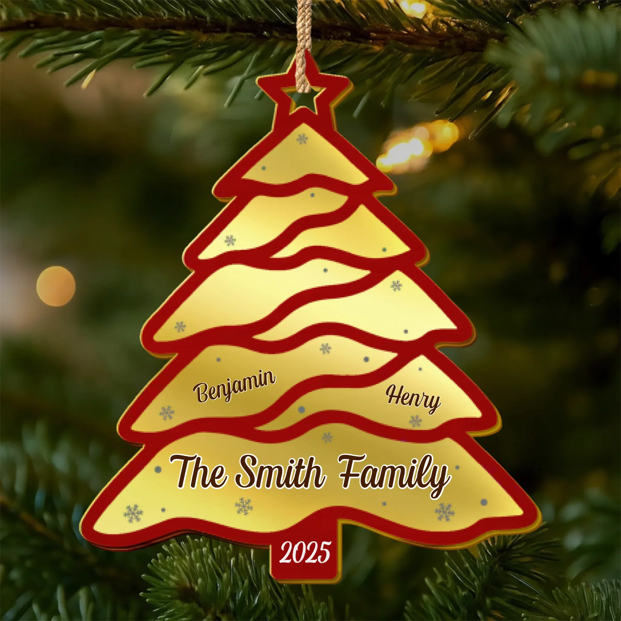 Custom Wooden Mirror Acrylic Ornament - Personalized Christmas Birthday Gifts For Mom, Dad, Brother, Sister, Kids - Merry Hearts Always - Robaser