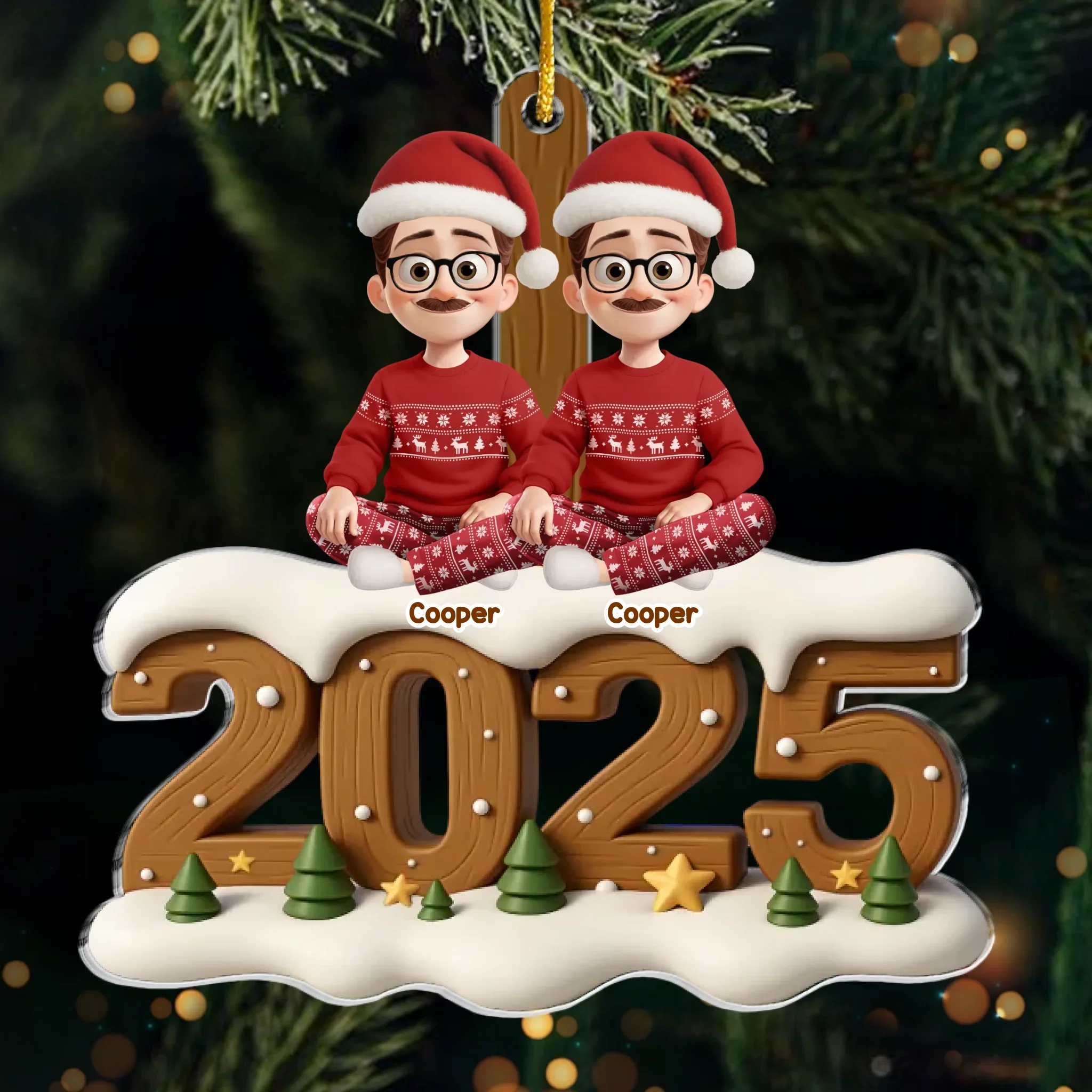 Custom Acrylic Ornament - Personalized Christmas Birthday Gifts For Family, Dog Cat Lovers - Santa  s Favorite Family - Robaser