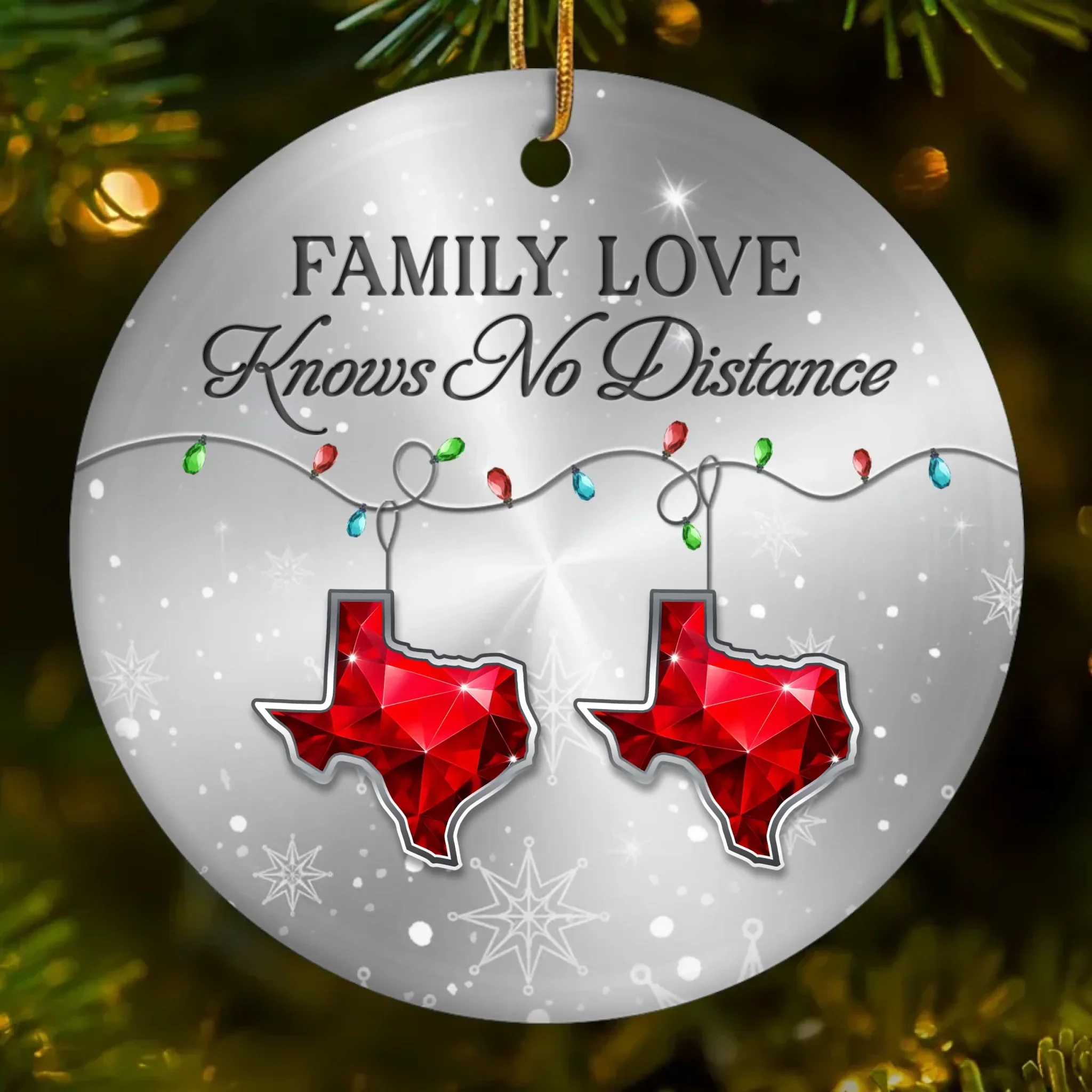 Custom Long Distance Ceramic Ornament - Personalized Christmas Birthday Gifts For Mom, Dad, Brother, Sister, Kids - Love Connects Every State - Robaser
