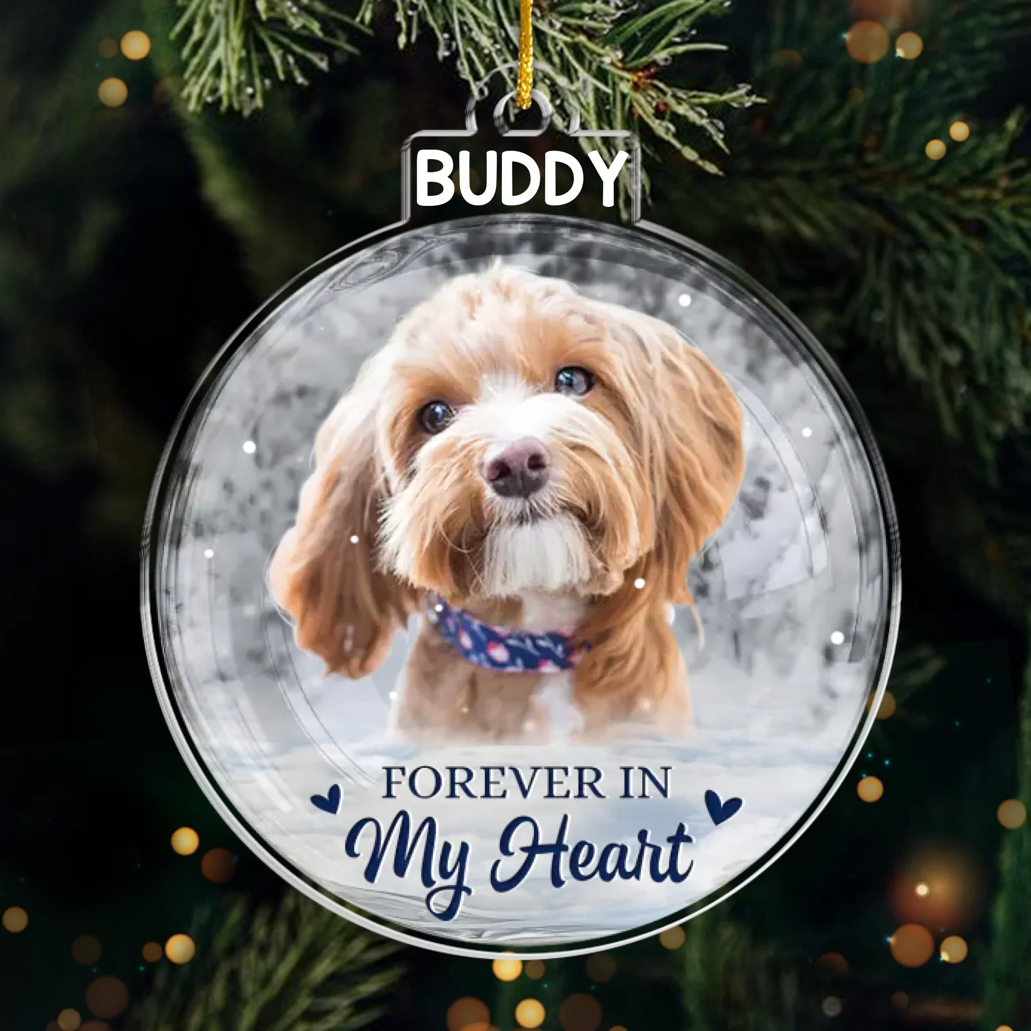 Custom Photo Acrylic Ornament - Personalized Pet Christmas Memorial Sympathy Gifts For Dogs, Cats - Always By My Side In Spirit - Robaser