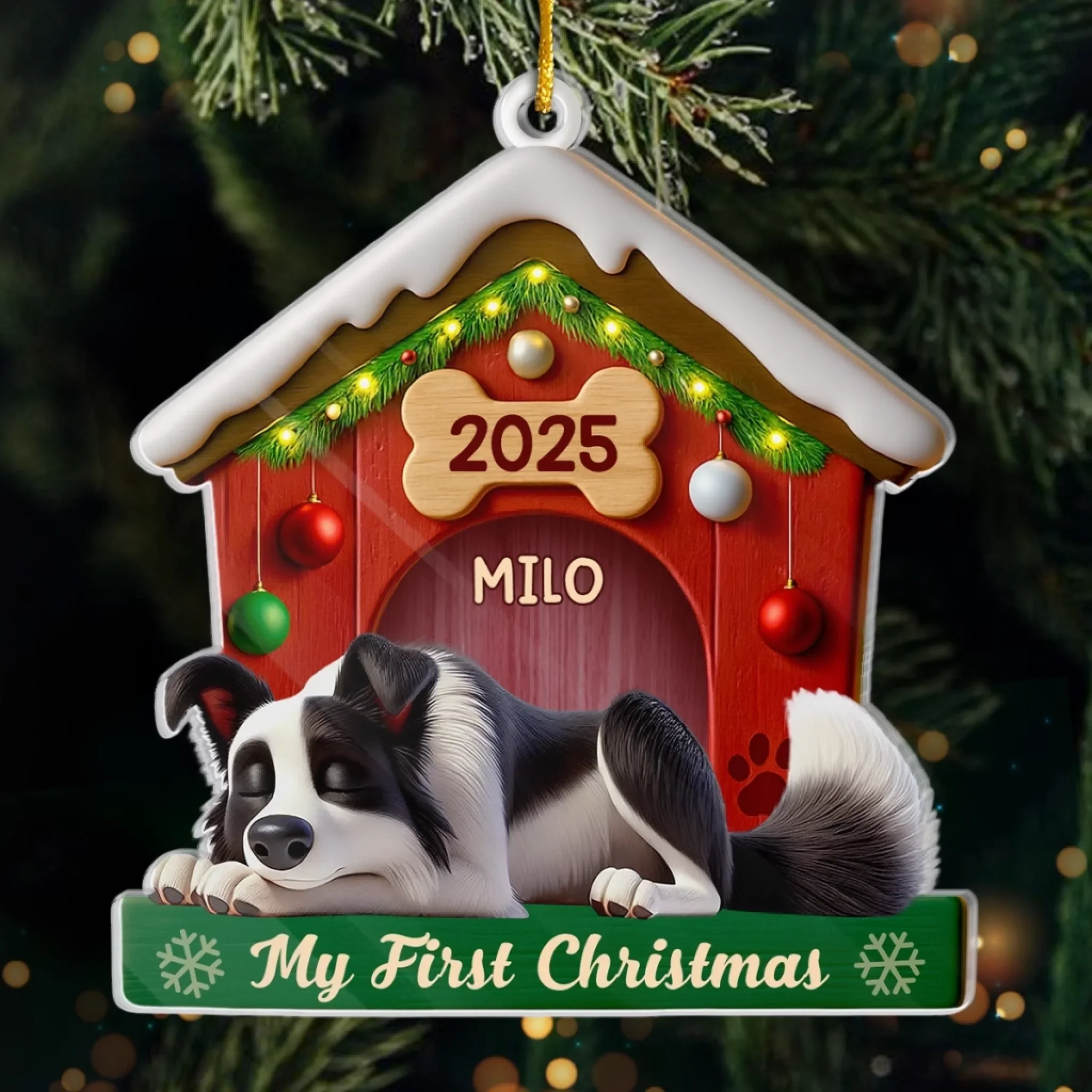 Custom Acrylic Ornament - Personalized Christmas Birthday Gifts For Dog Lovers, Dog Dad And Mom - Slept Through Santa, Woke Up To Love - Robaser