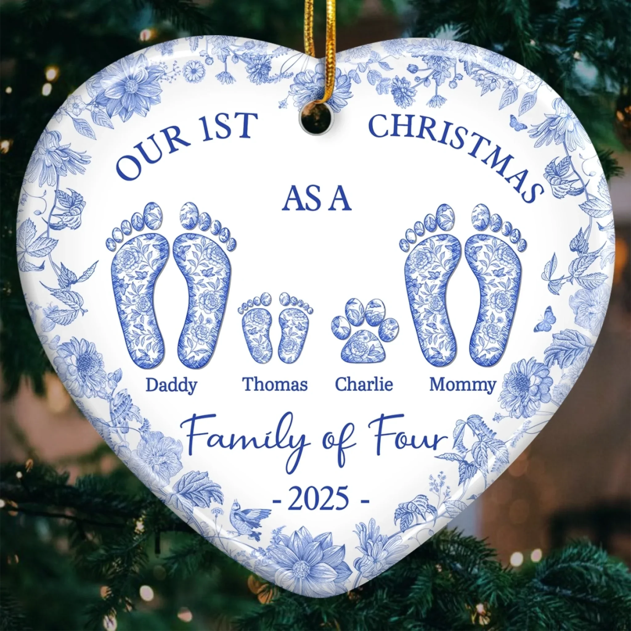 Custom Ceramic Ornament - Personalized Christmas Birthday Gifts For Mom, Dad, Kids - Our Pawfect Family Begins - Robaser