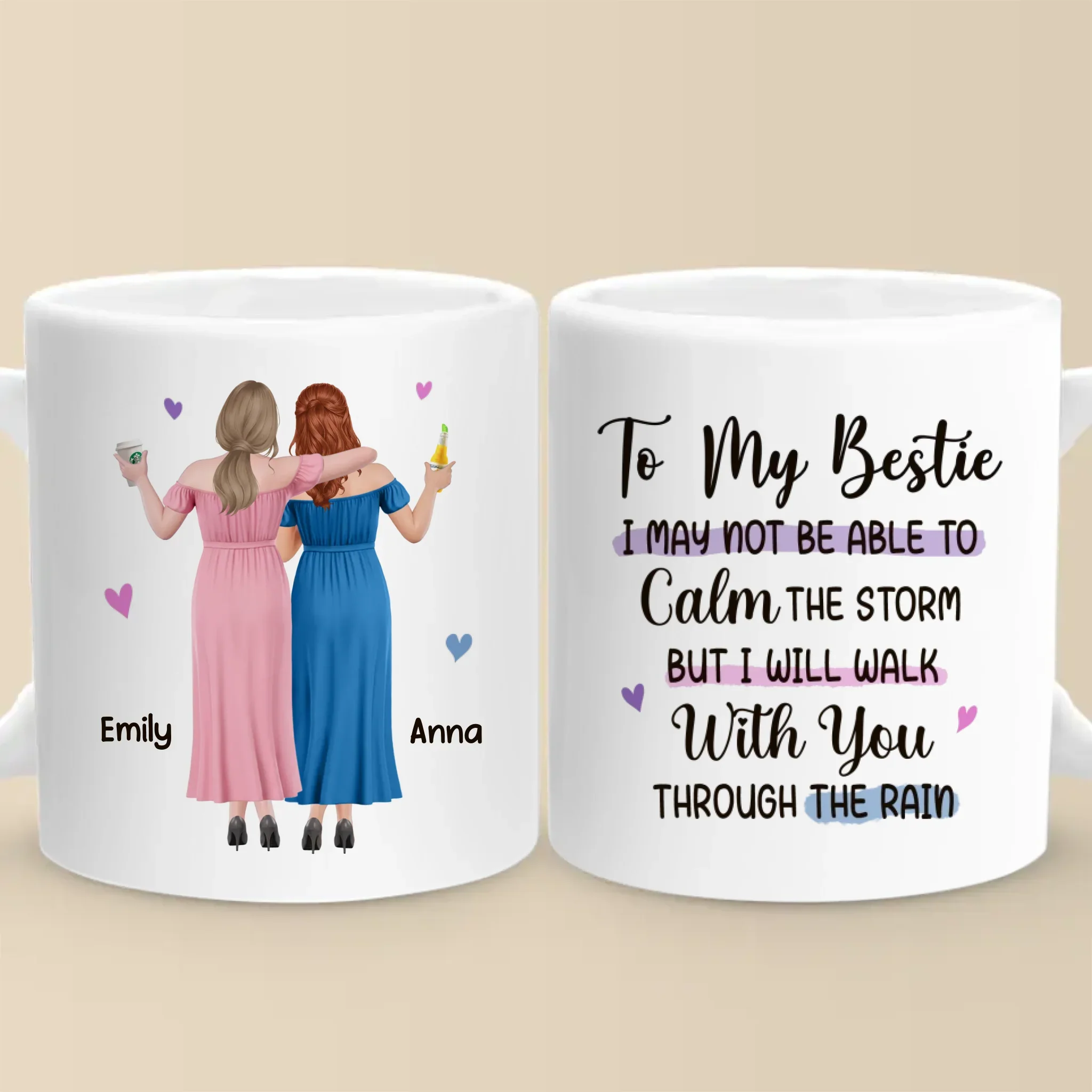 Custom Mug - Personalized Best Friend Birthday Gifts For Women, Besties, Sisters, BFF - Besties Make Life Shine Bright - Robaser