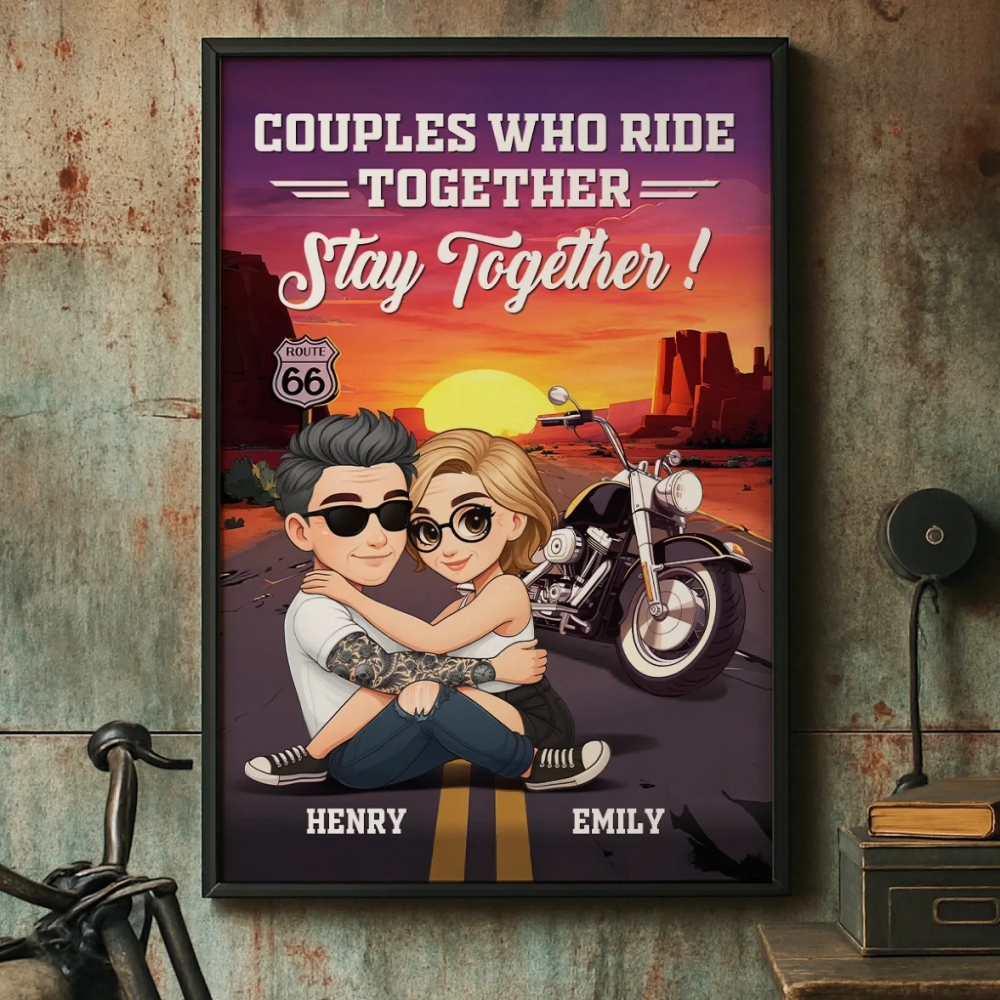 Custom Vertical Poster - Personalized Anniversary Wedding Gifts For Husband And Wife, Him And Her, Biker Lovers - Ride Together, Love Forever - Robaser