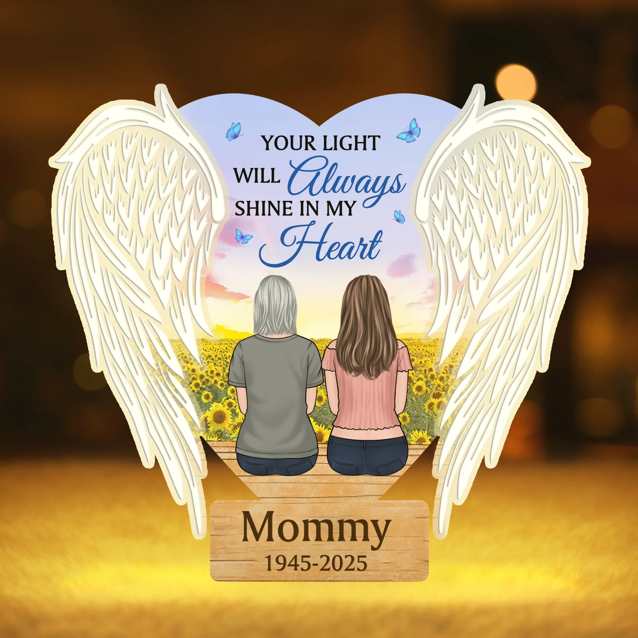 Custom Shaped Light Box - Personalized Memorial Sympathy Gifts For Loss Of Mom, Dad - A Light That Never Fades - Robaser