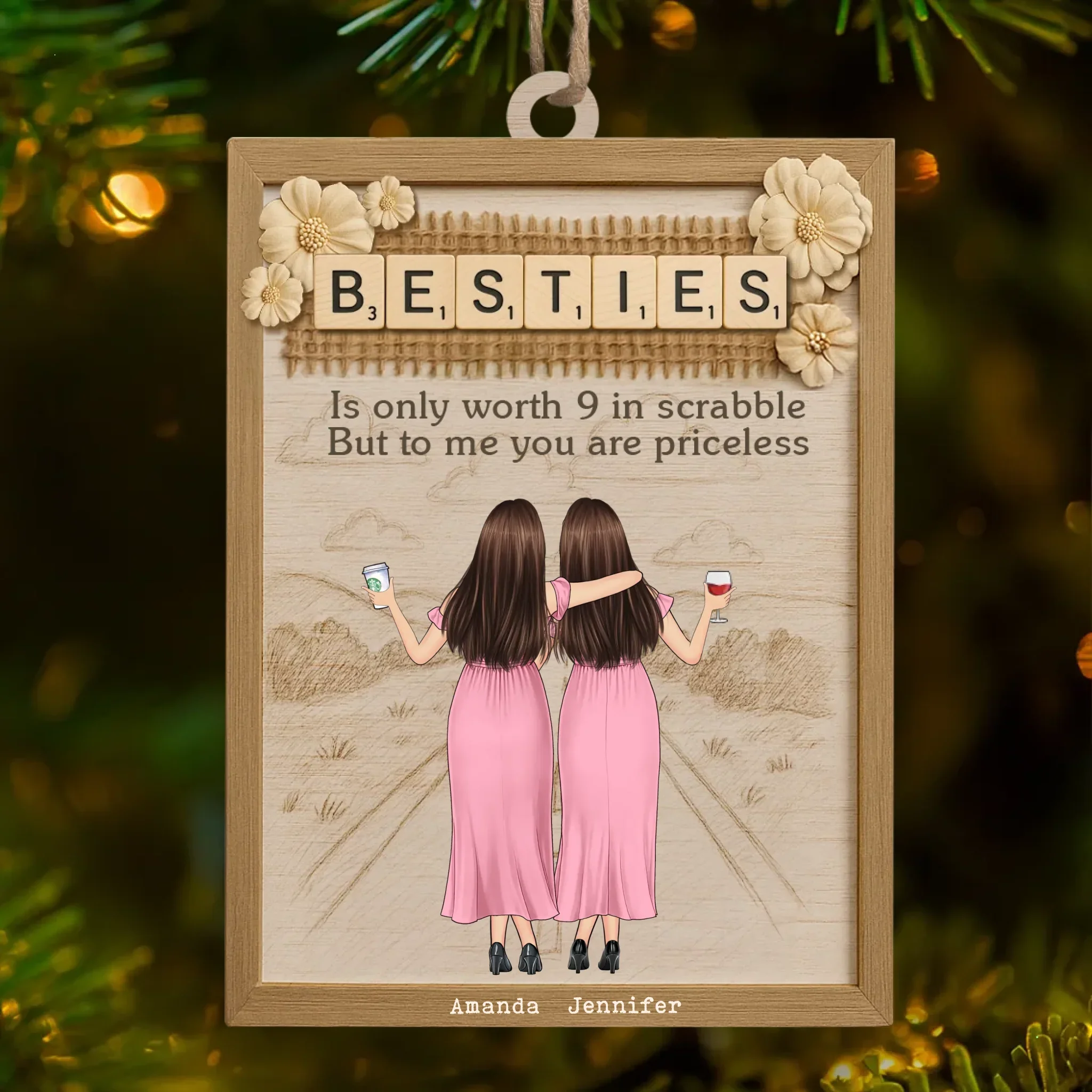 Custom Wood Ornament - Personalized Best Friend Christmas Birthday Gifts For Women, Besties, Sisters, BFF - Your Presence Feels Like Home - Robaser