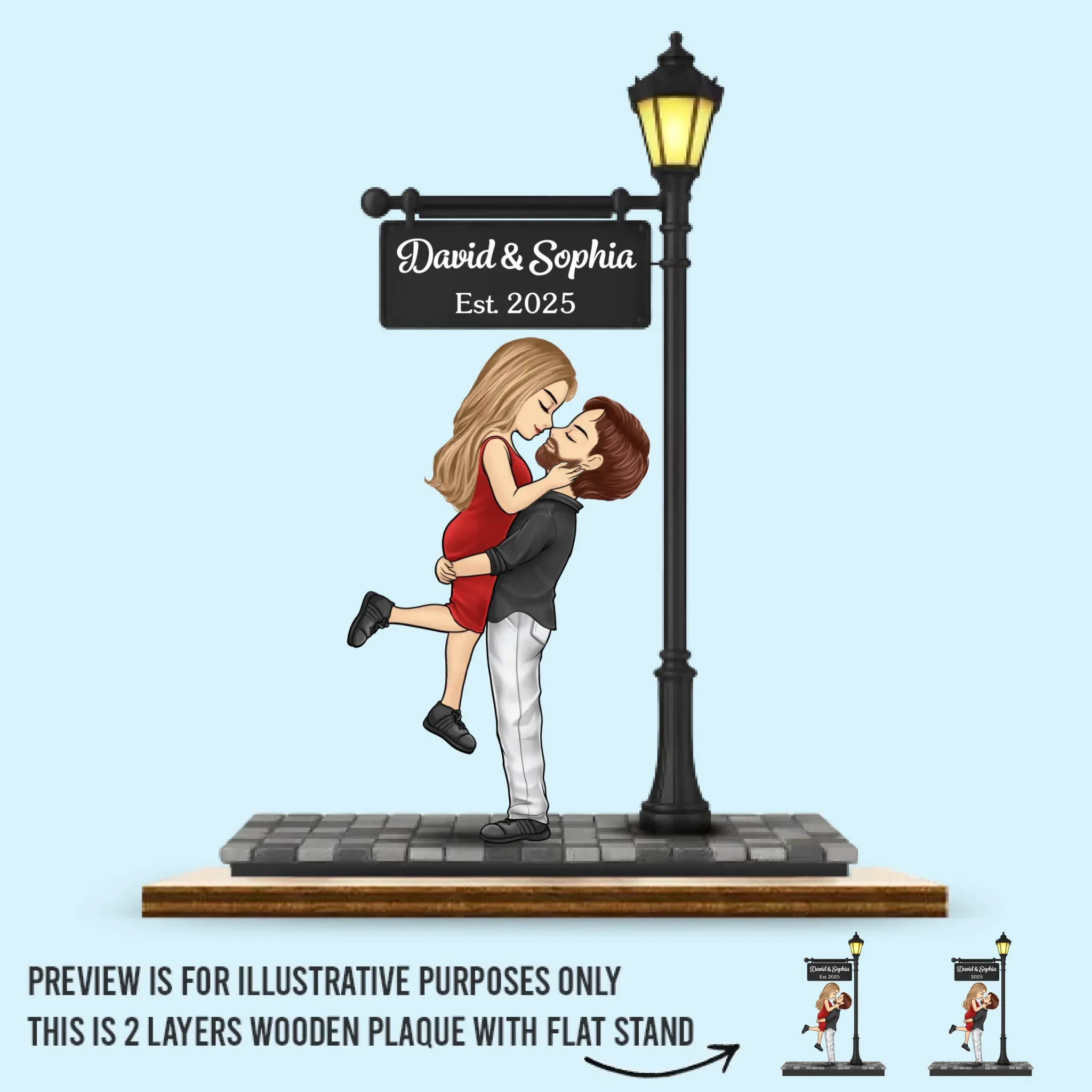 Custom 2-Layered Wooden Plaque - Personalized Anniversary Wedding Gifts For Husband And Wife, Him And Her - A Kiss That Wrote Our Forever - Robaser