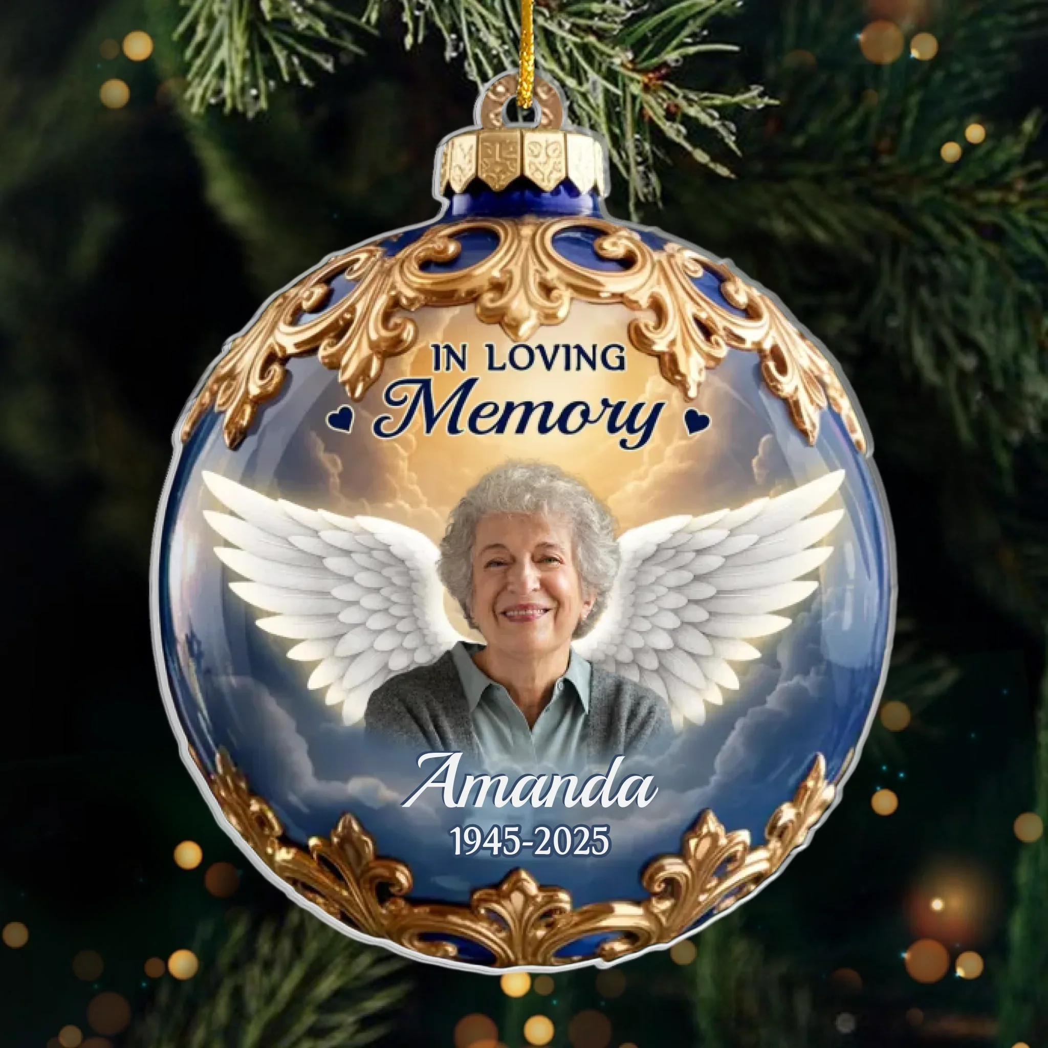 Custom Photo Acrylic Ornament - Personalized Christmas Memorial Sympathy Gifts For Loss Of Mom, Dad - Held in Gentle Memory - Robaser