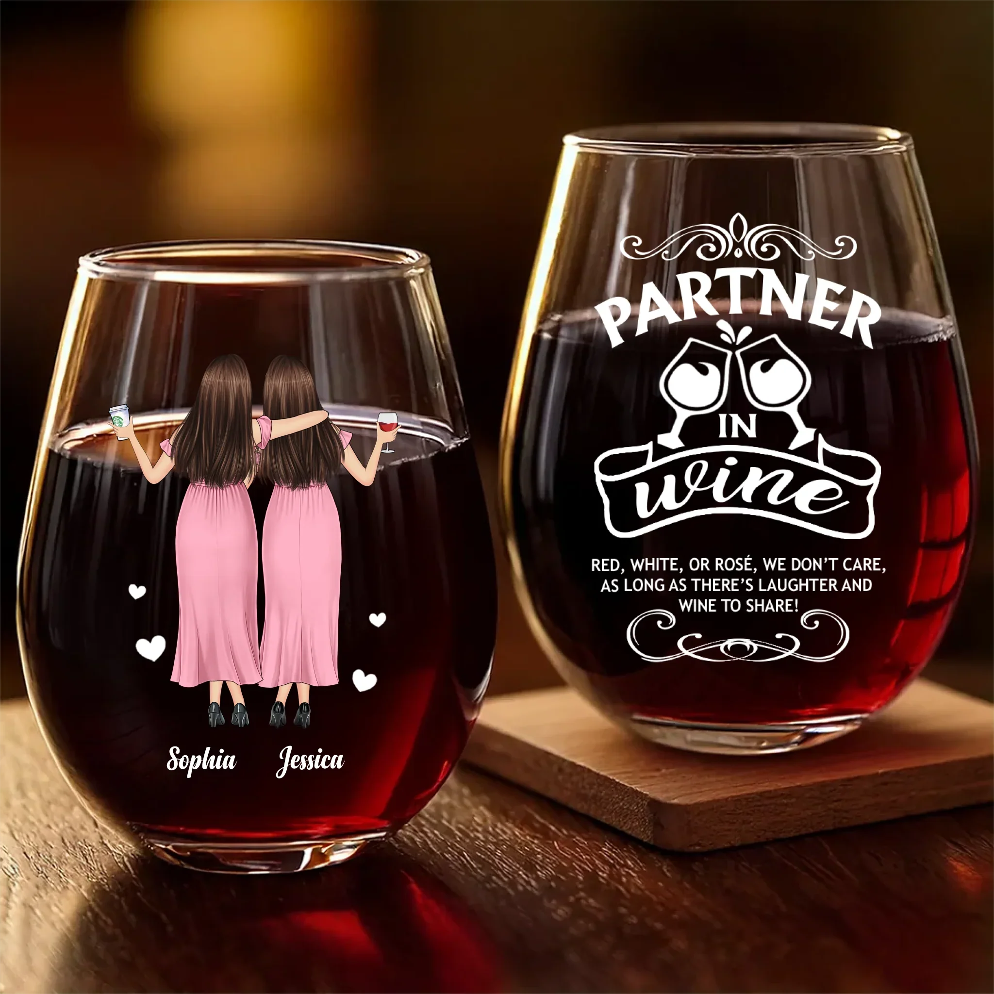 Custom Wine Glass - Personalized Best Friend Christmas Birthday Gifts For Women, Besties, Sisters, BFF - Life Sparkles With True Friends - Robaser