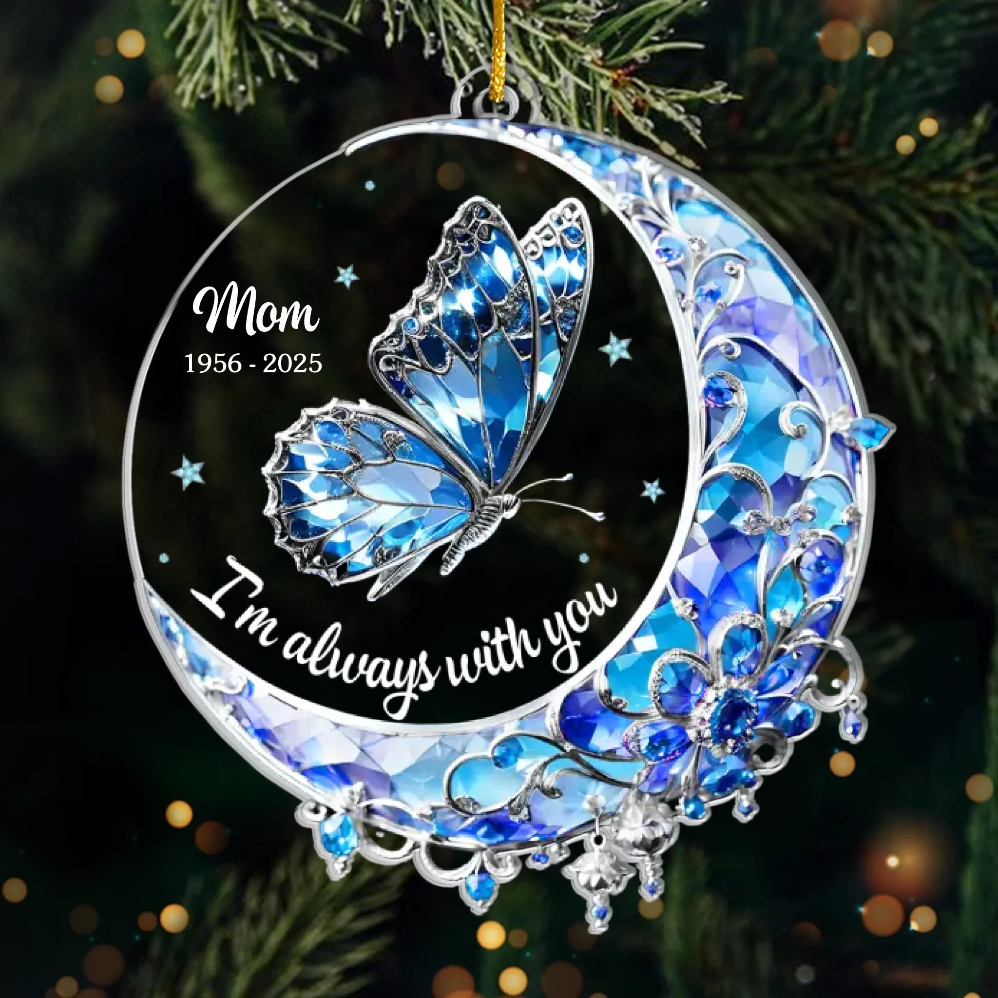 Custom Acrylic Ornament - Personalized Christmas Memorial Sympathy Gifts For Loss Of Mom, Dad - Your Love Still Lights My Way - Robaser