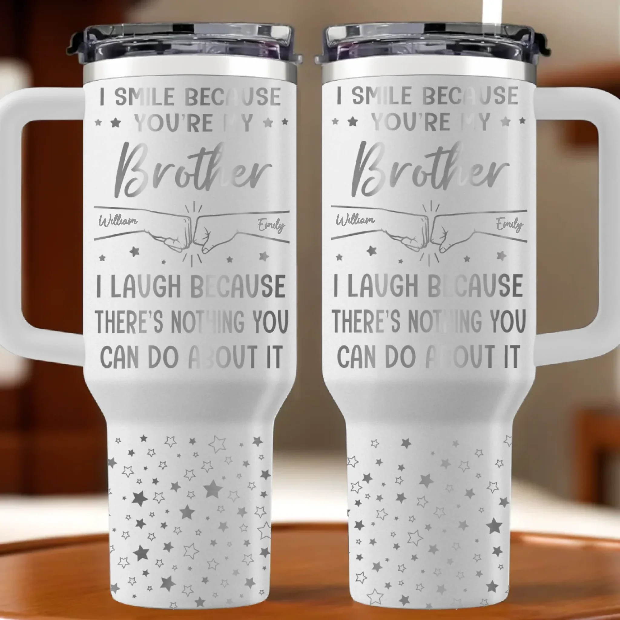 Best Friends, No Matter What - Family Personalized Custom Engraved 40oz Tumbler With Handle - Gift For Family Members, Siblings, Brothers, Cousins, Best Friends - Robaser