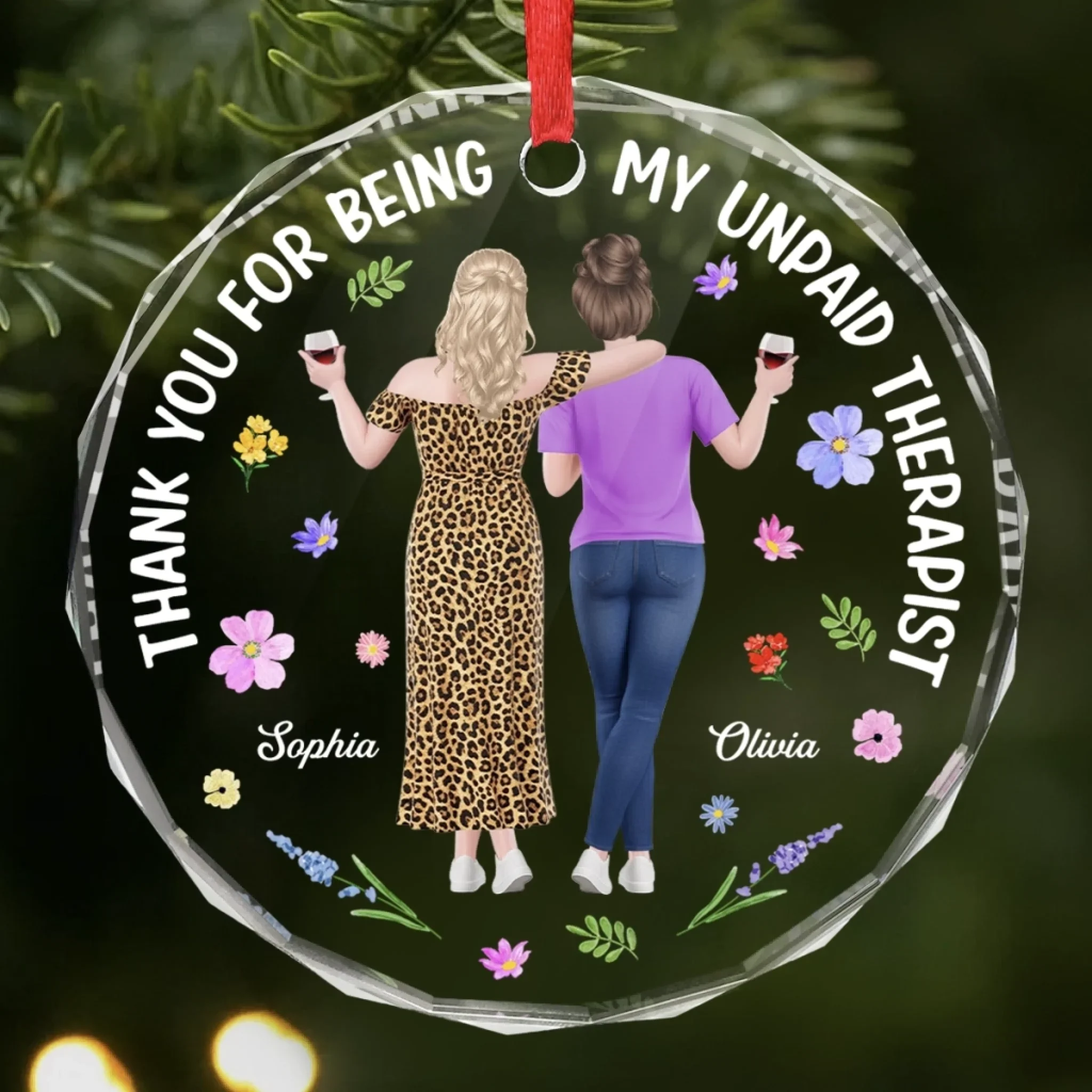 Custom Circle Glass Ornament - Personalized Best Friend Christmas Birthday Gifts For Women, Besties, Sisters, BFF - Your Light Finds Mine - Robaser