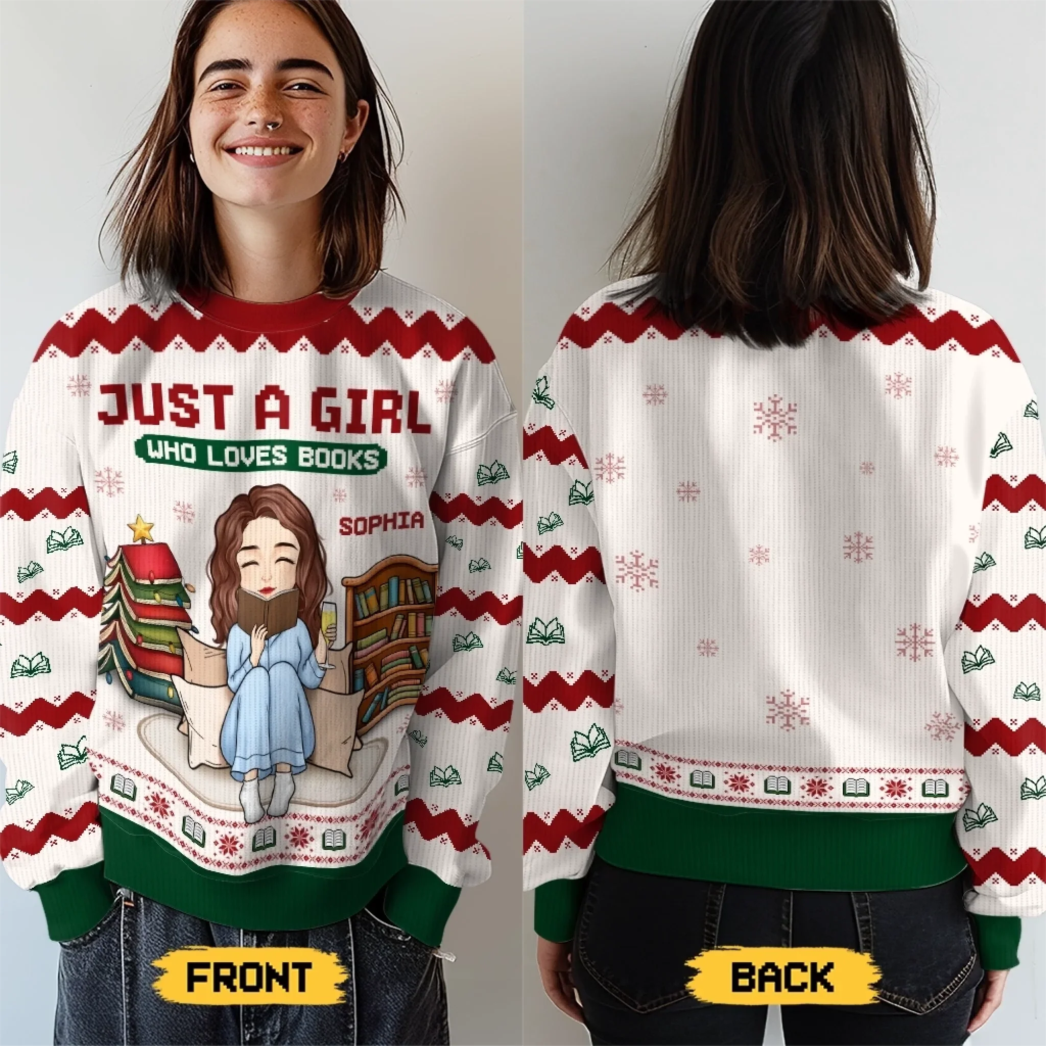 Custom Unisex Ugly Sweatshirt - Personalized  Christmas Bookish Gifts For Book Lovers, Bookworms, Readers - Santa Knows I  d Rather Be Reading - Robaser