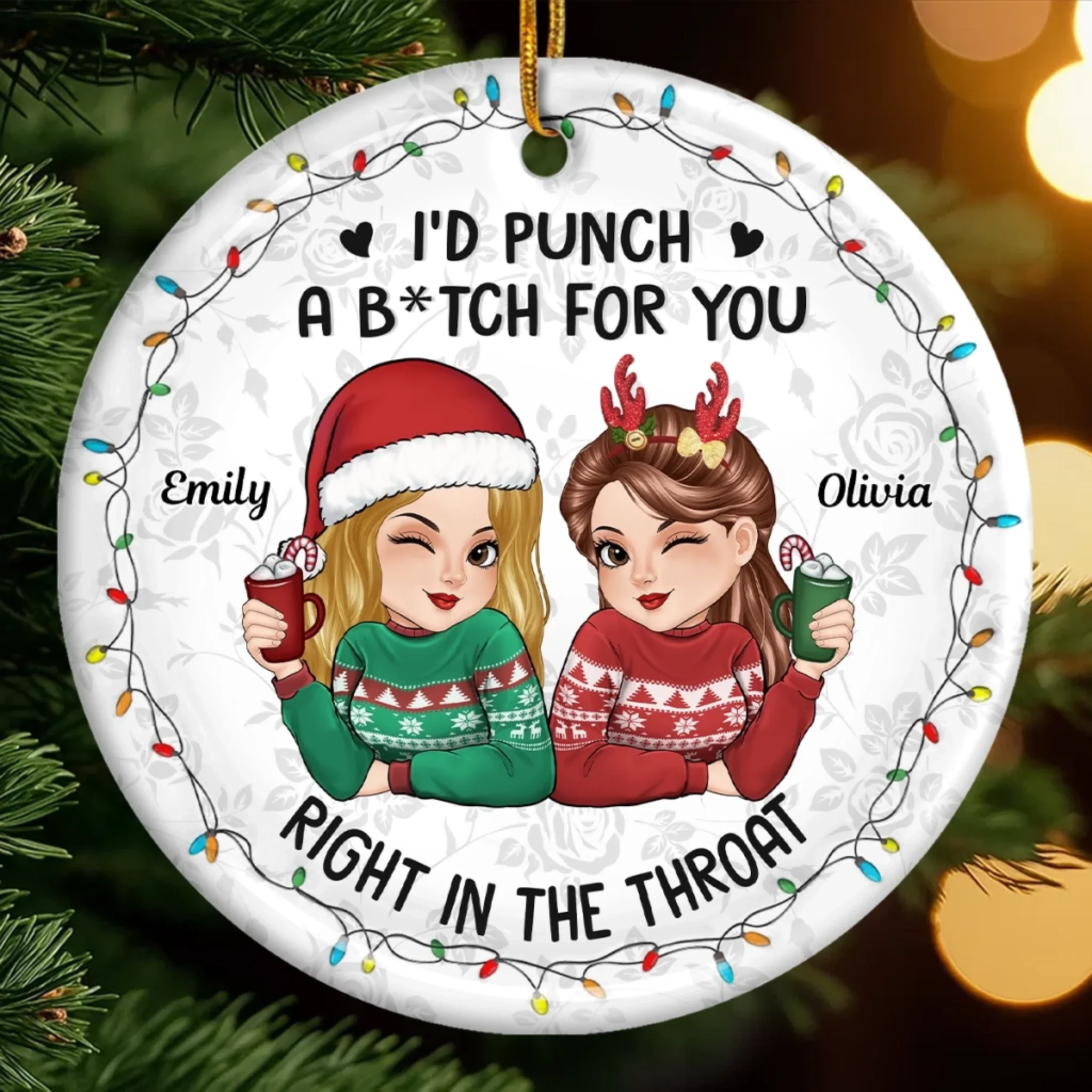 Custom Ceramic Ornament - Personalized Best Friend Christmas Birthday Gifts For Women, Besties, Sisters, BFF - Friends Warm Hearts This Winter - Robaser