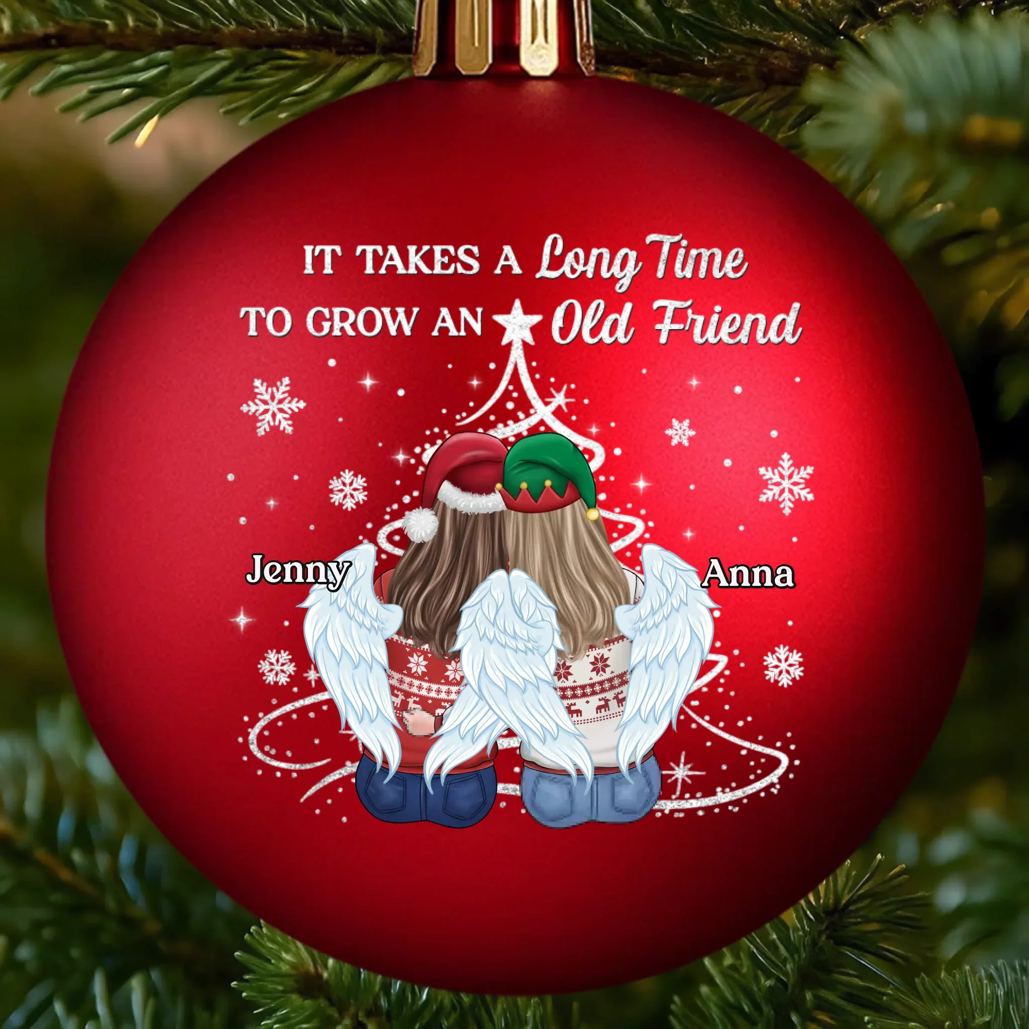 Custom Colored Ball Ornament - Personalized Best Friend Christmas Birthday Gifts For Women, Besties, Sisters, BFF - Making Spirits Bright Together - Robaser