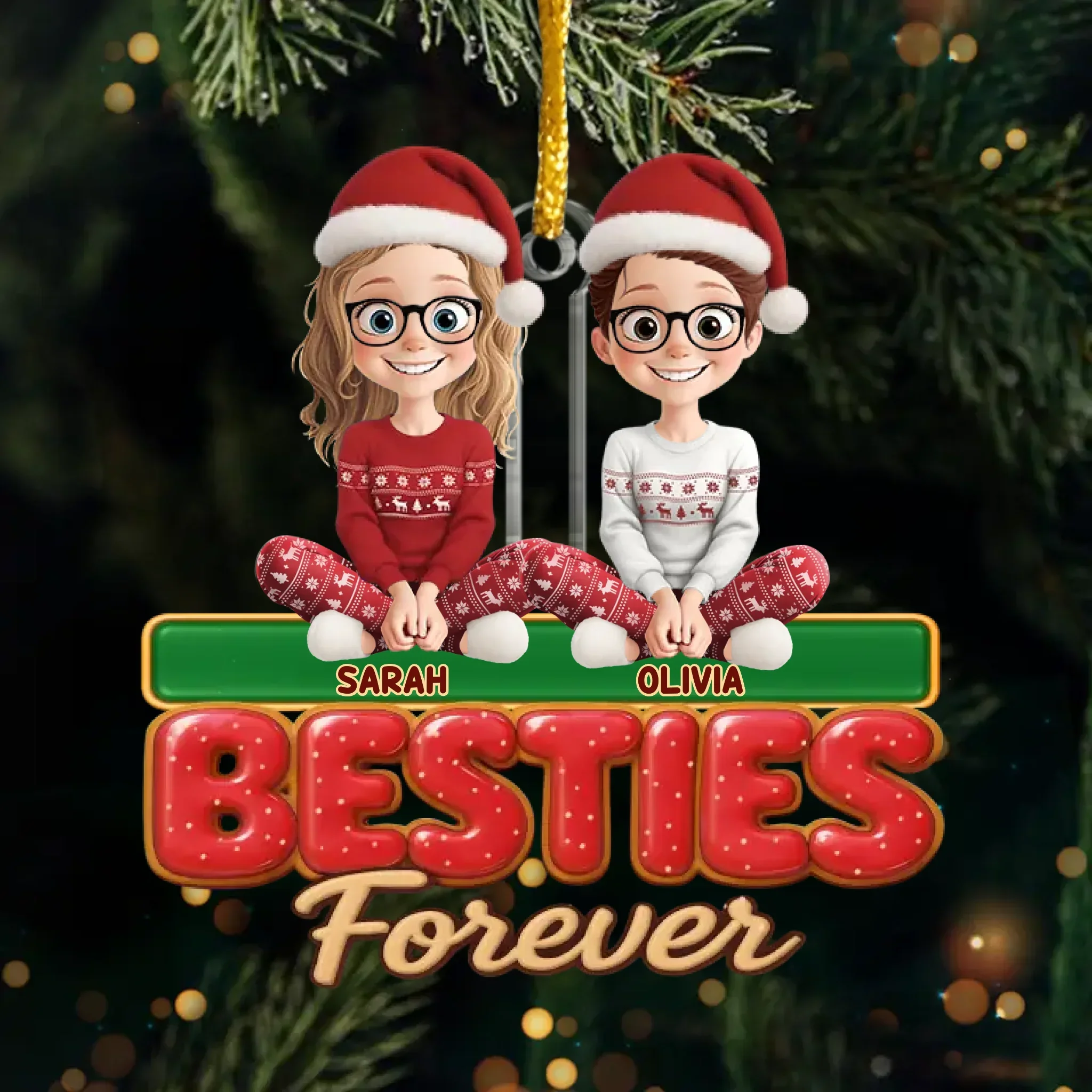Custom Acrylic Ornament - Personalized Best Friend Christmas Birthday Gifts For Women, Besties, Sisters, BFF - Side By Side - Robaser