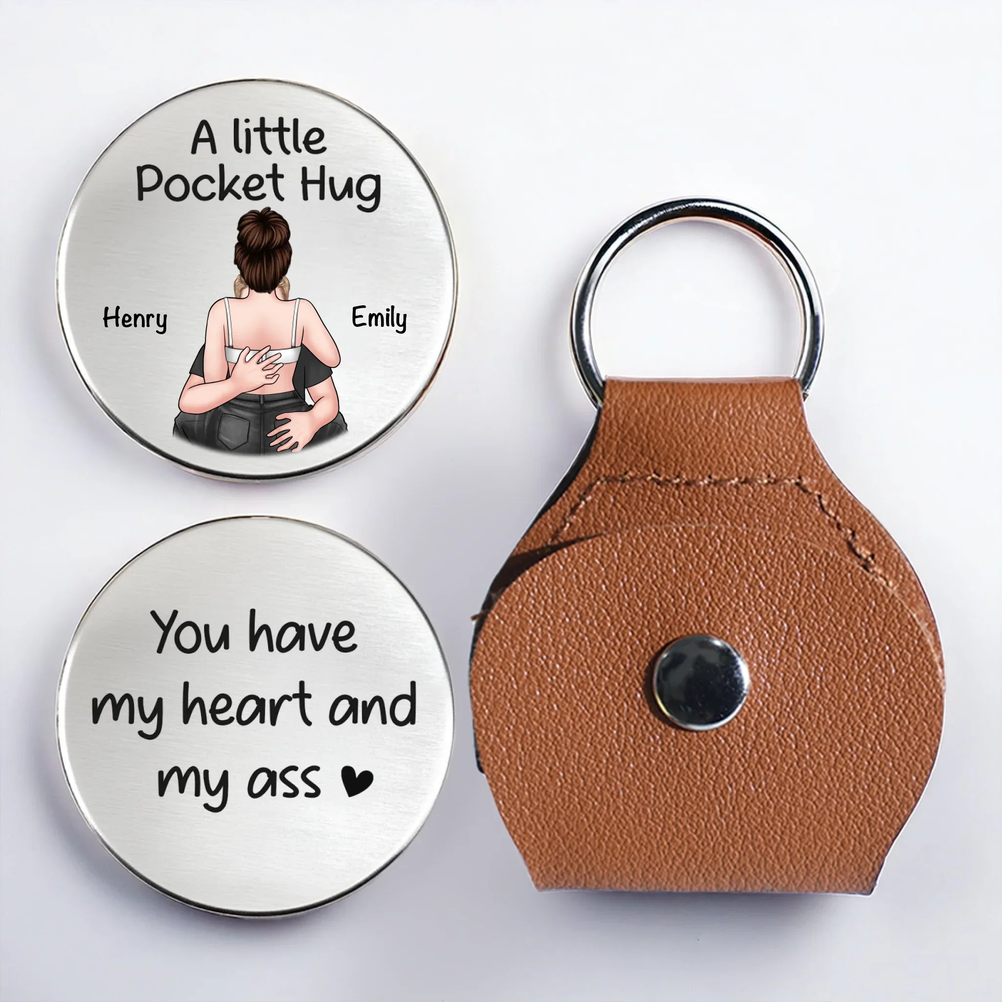 Custom Pocket Hug - Personalized Anniversary Wedding Gifts For Husband And Wife, Him And Her - A Hug For You - Robaser
