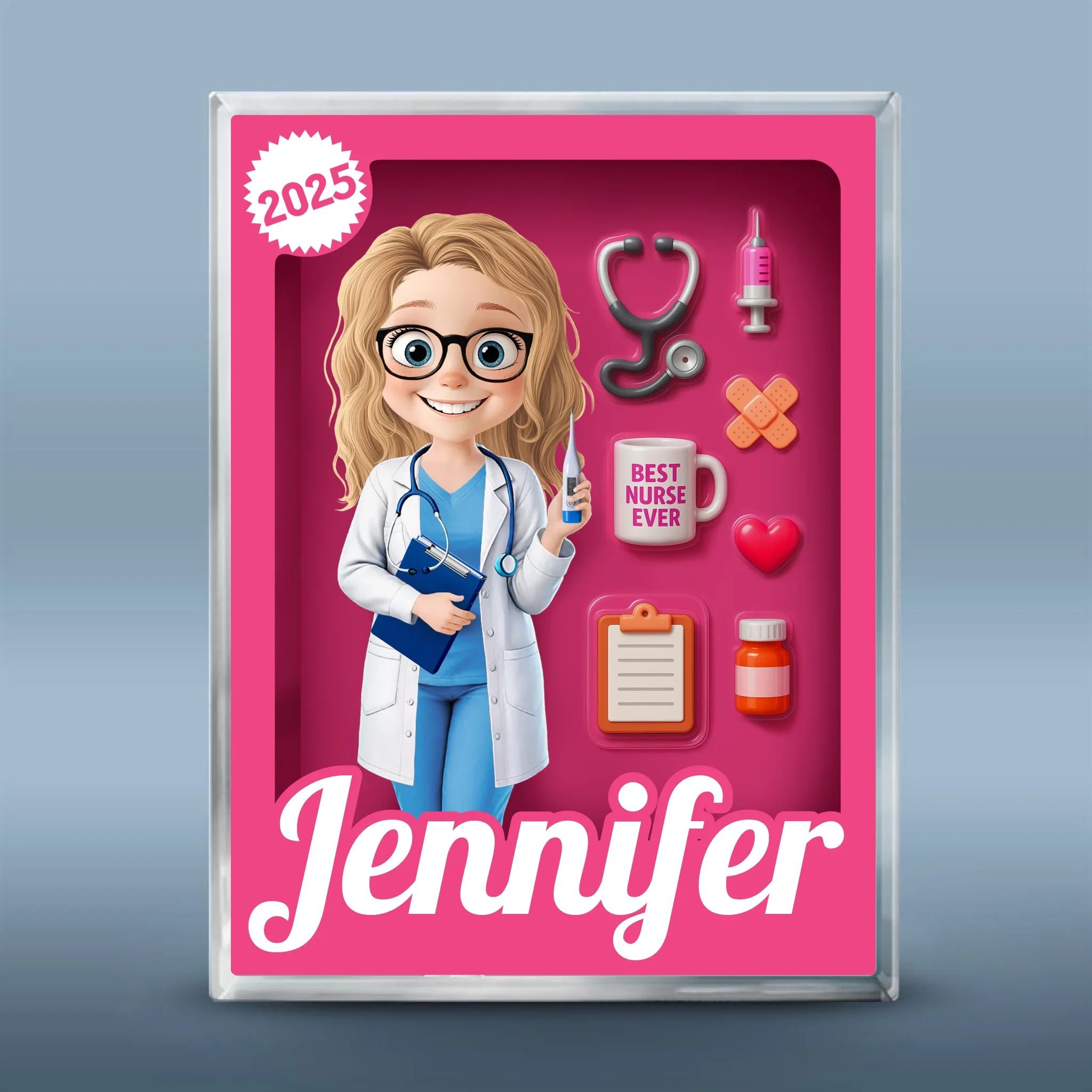 Custom Rectangle Shaped Acrylic Plaque - Personalized Birthday Gifts For Nurse - Best Nurse Ever - Robaser