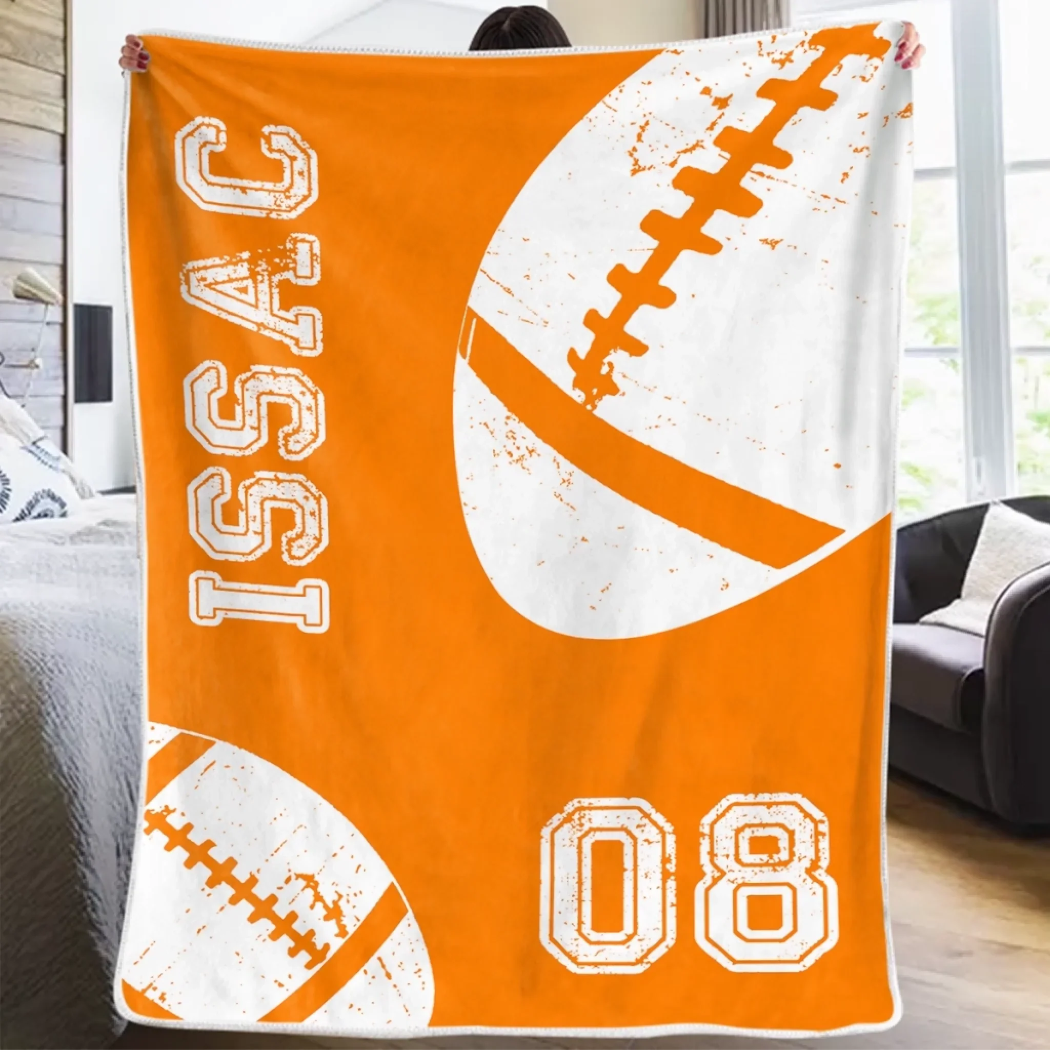 Custom American Football Blanket - Personalized Gift For Birthday, Football Football Lovers, NFL Fans, Sport Lovers, Senior Graduation Gift - Born To Win - Robaser