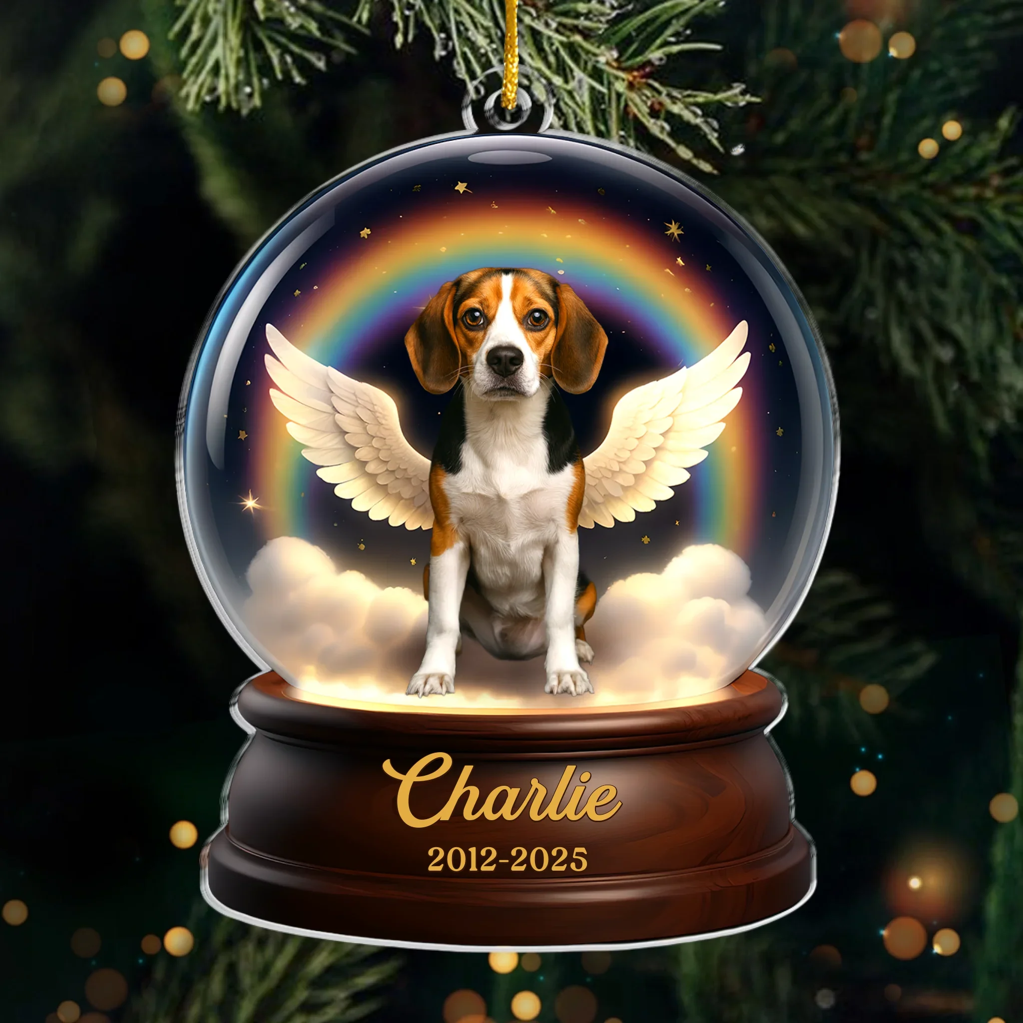 Custom Photo Acrylic Ornament - Personalized Pet Christmas Memorial Sympathy Gifts For Dogs, Cats - Wings Took You, Love Holds You - Robaser
