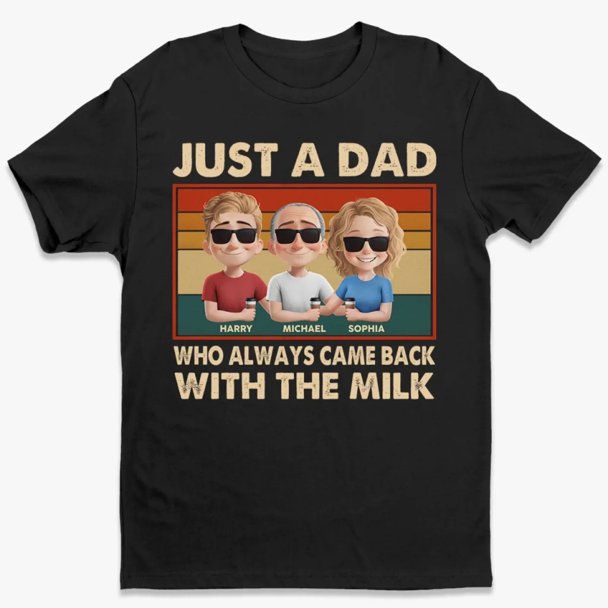 Just A Dad Who Always Came Back With The Milk - Family Personalized Custom Unisex T-shirt, Premium T-shirt, Hoodie - Father's Day, Gift For Dad, Grandpa - Robaser