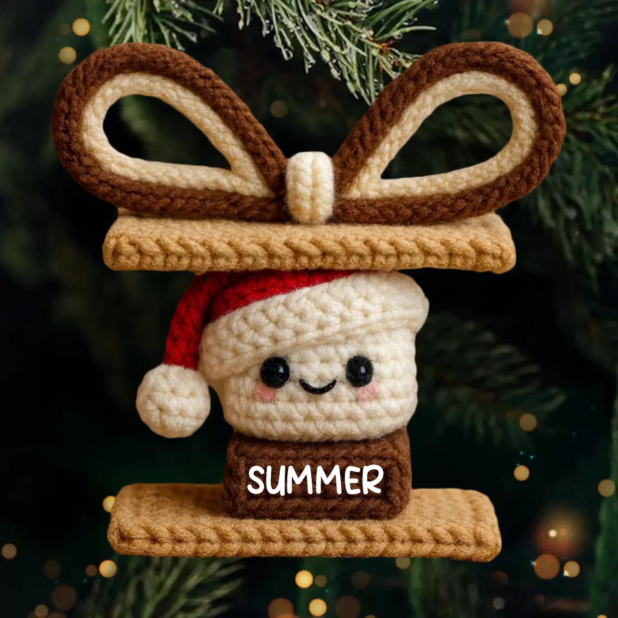 Custom Crochet Acrylic Ornament - Personalized Christmas Birthday Gifts For Mom, Dad, Brother, Sister, Kids - Sweet Moments Shared Like Marshmallows - Robaser