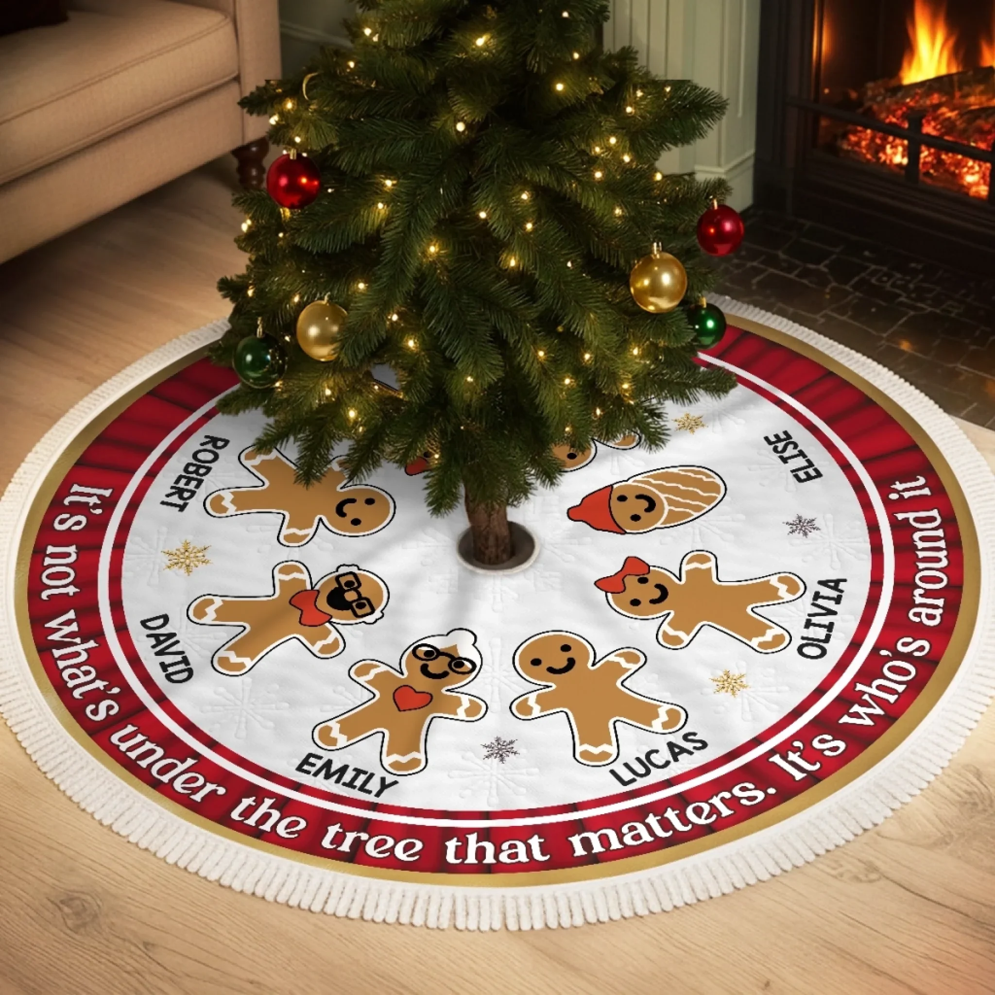 Custom Tree Skirt - Personalized Christmas Birthday Gifts For Mom, Dad, Brother, Sister, Kids - Season Of Cozy Moments - Robaser