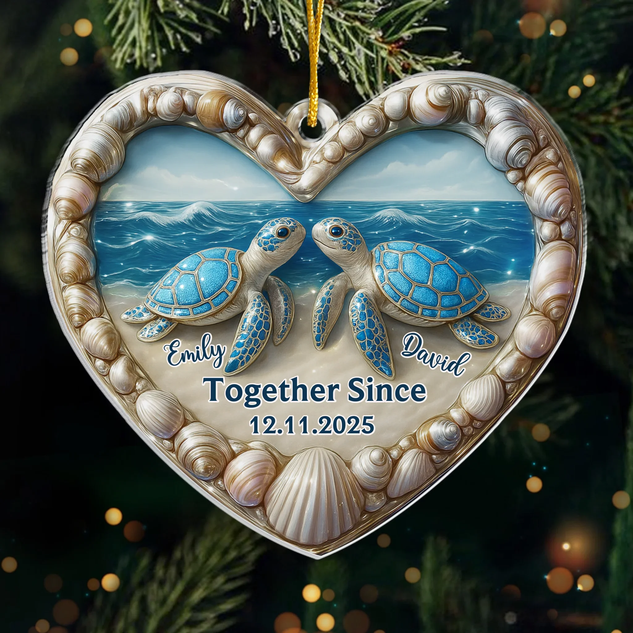Custom Acrylic Ornament - Personalized Anniversary Christmas Wedding Gifts For Husband And Wife, Him And Her - Our Forever, Sealed By The Sea - Robaser
