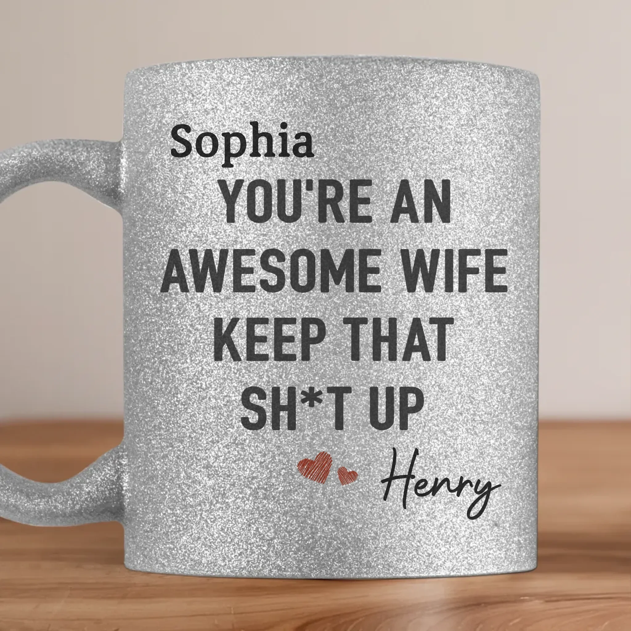 To My Awesome Wife,  You Make Every Day Worthwhile - Couple Personalized Custom Metallic Mug - Gift For Husband Wife, Anniversary - Robaser