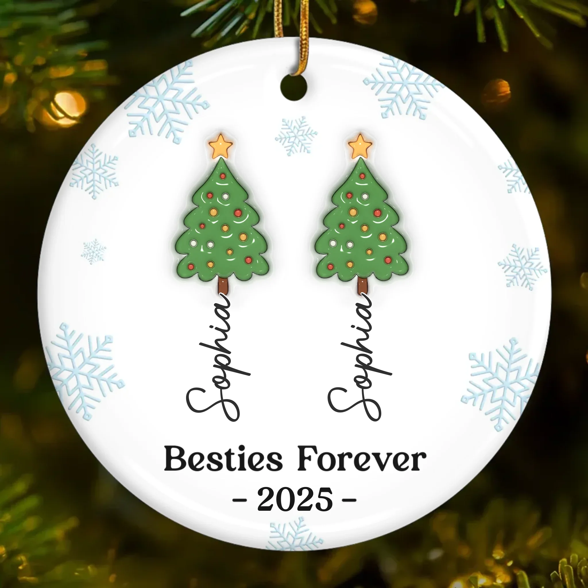 Custom Ceramic Ornament - Personalized Best Friend Christmas Birthday Gifts For Women, Besties, Sisters, BFF - Together Feels Like Magic - Robaser