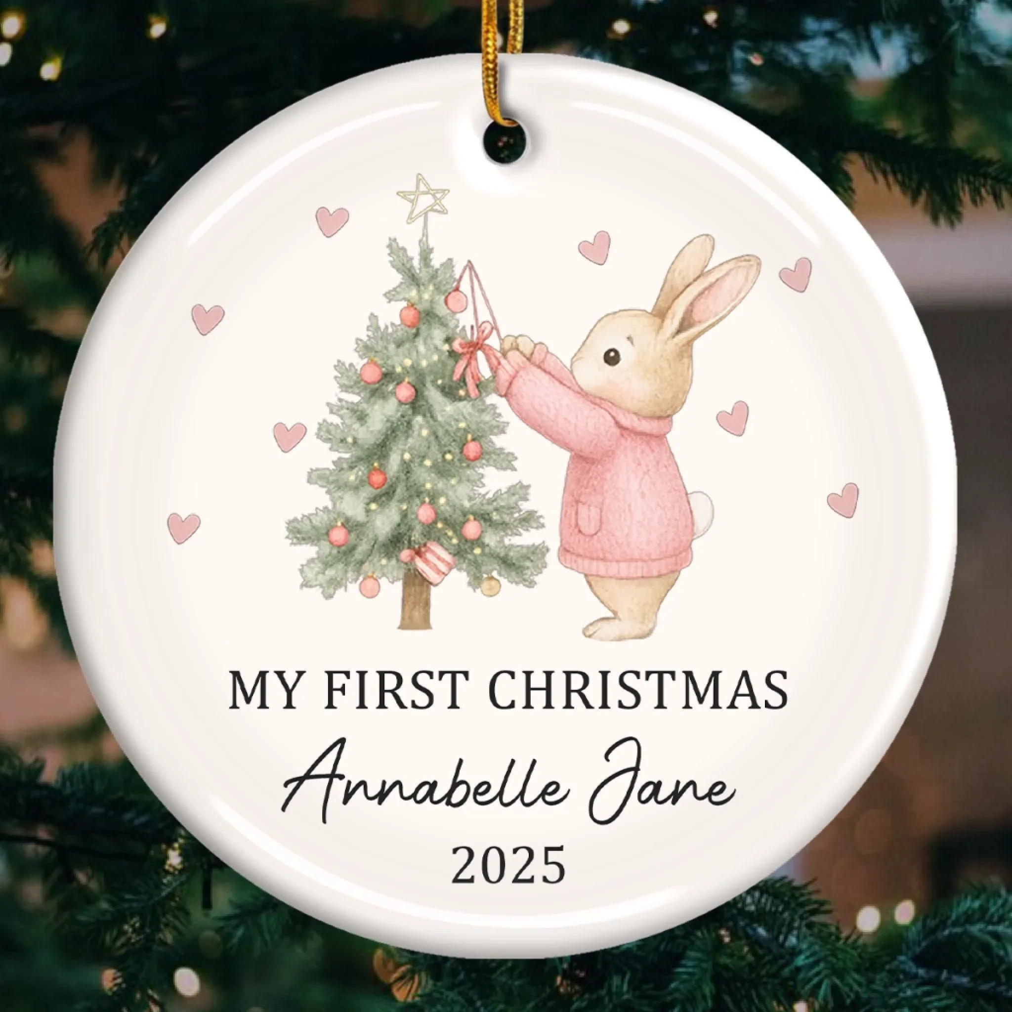 Custom Baby First Christmas Ceramic Ornament - Personalized Christmas Baby Shower, Gifts For New Moms, New Dads, New Parents - A New Star Brightens Christmas Night - Robaser
