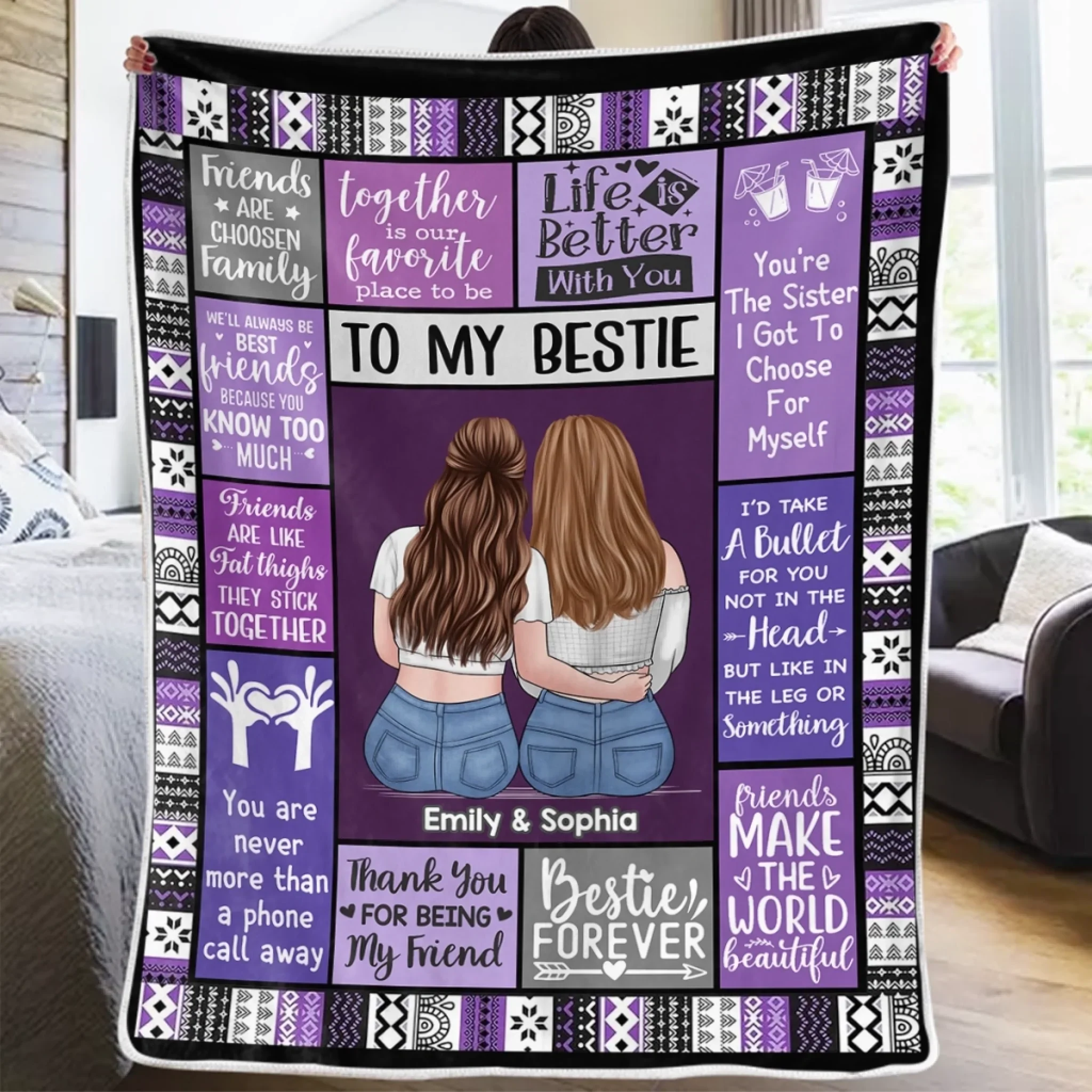 Custom Blanket - Personalized Best Friend Christmas Birthday Gifts For Women, Besties, Sisters, BFF - Always Better With My BFF - Robaser