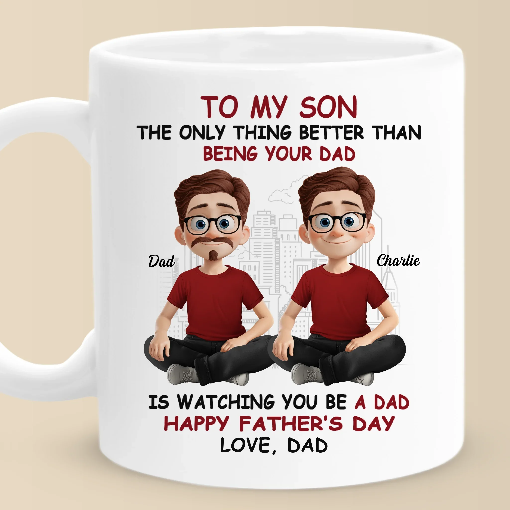The Greatest Joy In Life Is Watching You Be A Dad - Family Personalized Custom Mug - Father's Day, Gift For Son - Robaser