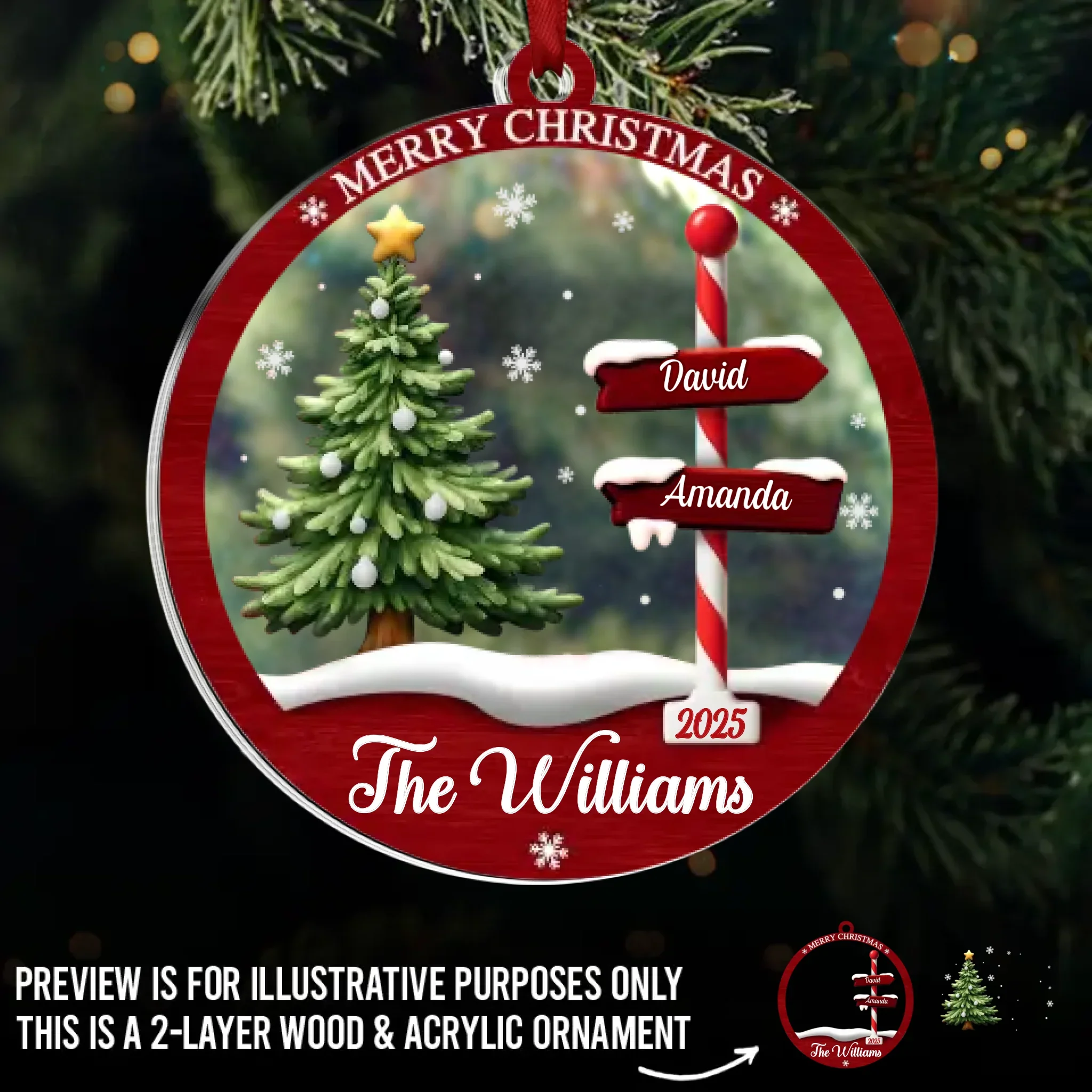 Custom Wood & Acrylic Ornament - Personalized Christmas Birthday Gifts For Mom, Dad, Brother, Sister, Kids - Home Feels Warmer At Christmas Time - Robaser