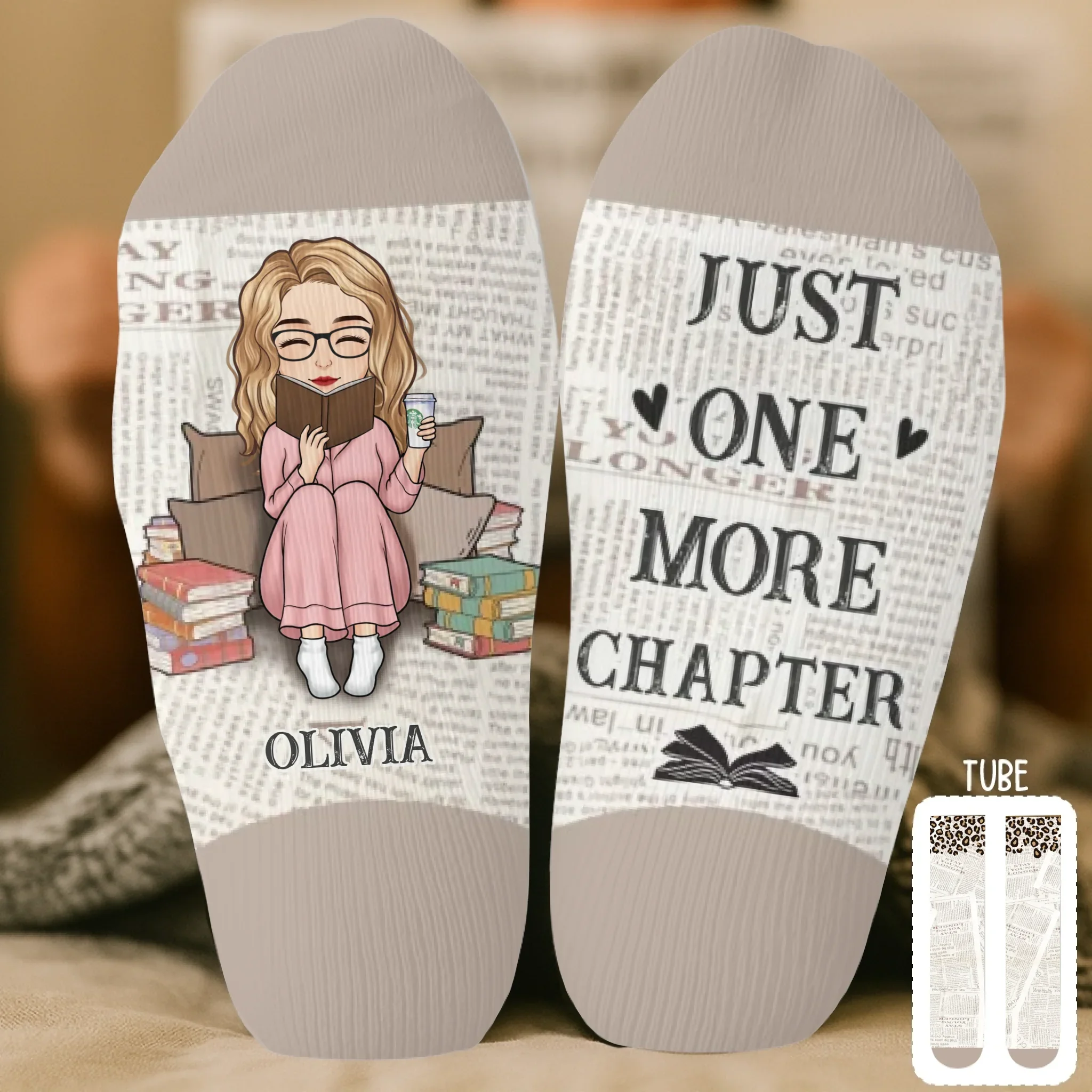 Custom Crew Socks - Personalized Bookish Gifts For Book Lovers, Bookworms, Readers - Living My Best Book Life - Robaser