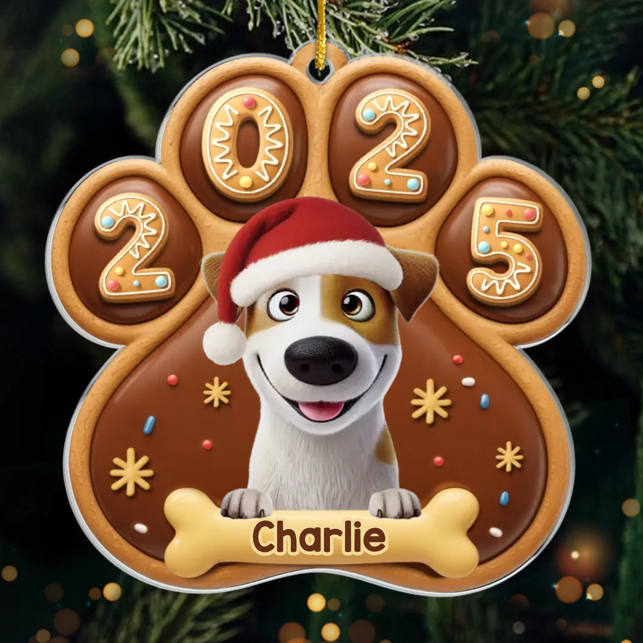 Custom Paw Acrylic Ornament - Personalized Christmas Birthday Gifts For Dog Lovers, Dog Dad And Mom - Santa  s Favorite Furball - Robaser
