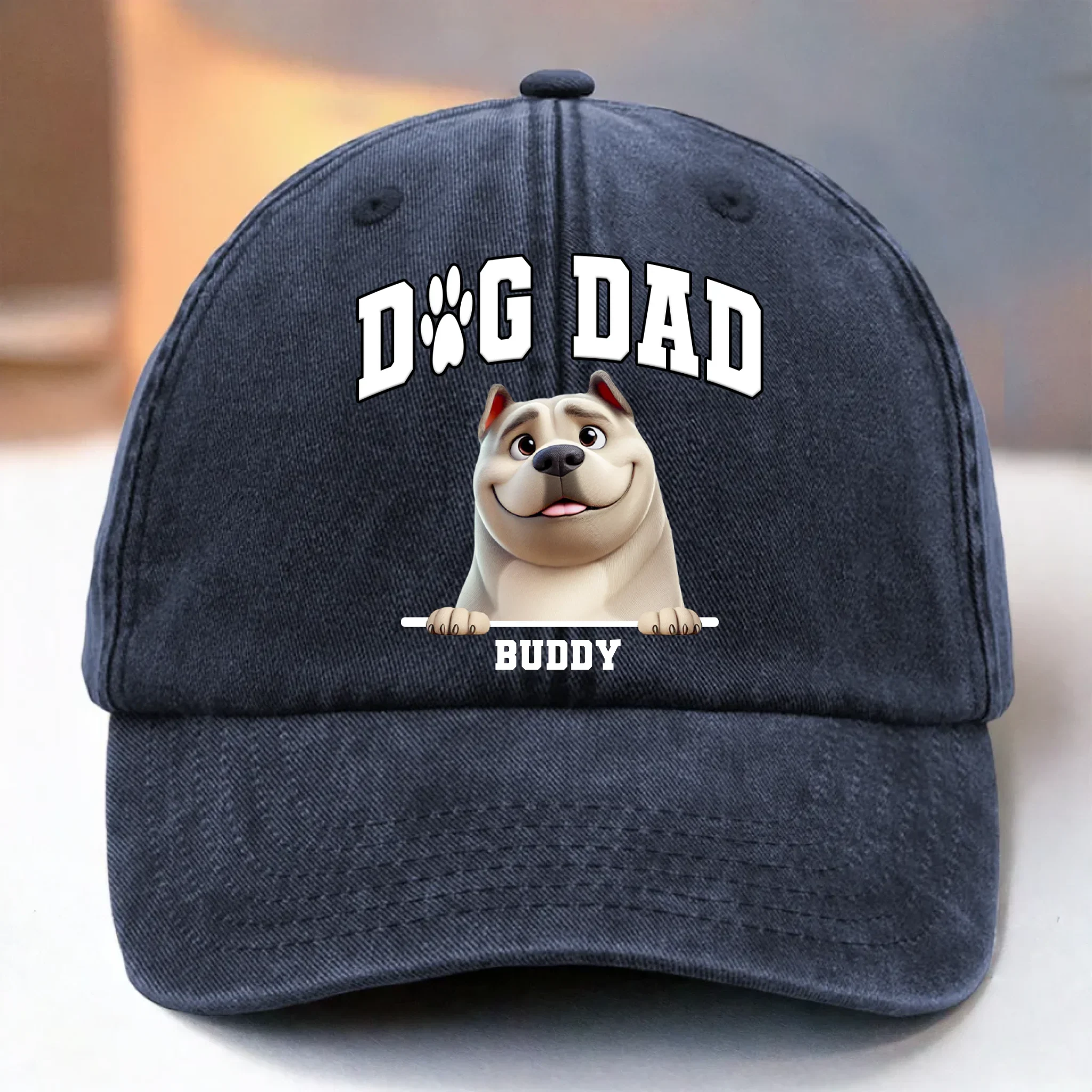 Custom Vintage Washed Denim Baseball Cap - Personalized Birthday Gifts For Dog Lovers, Dog Dad And Mom - My Best Friend Has Fur - Robaser