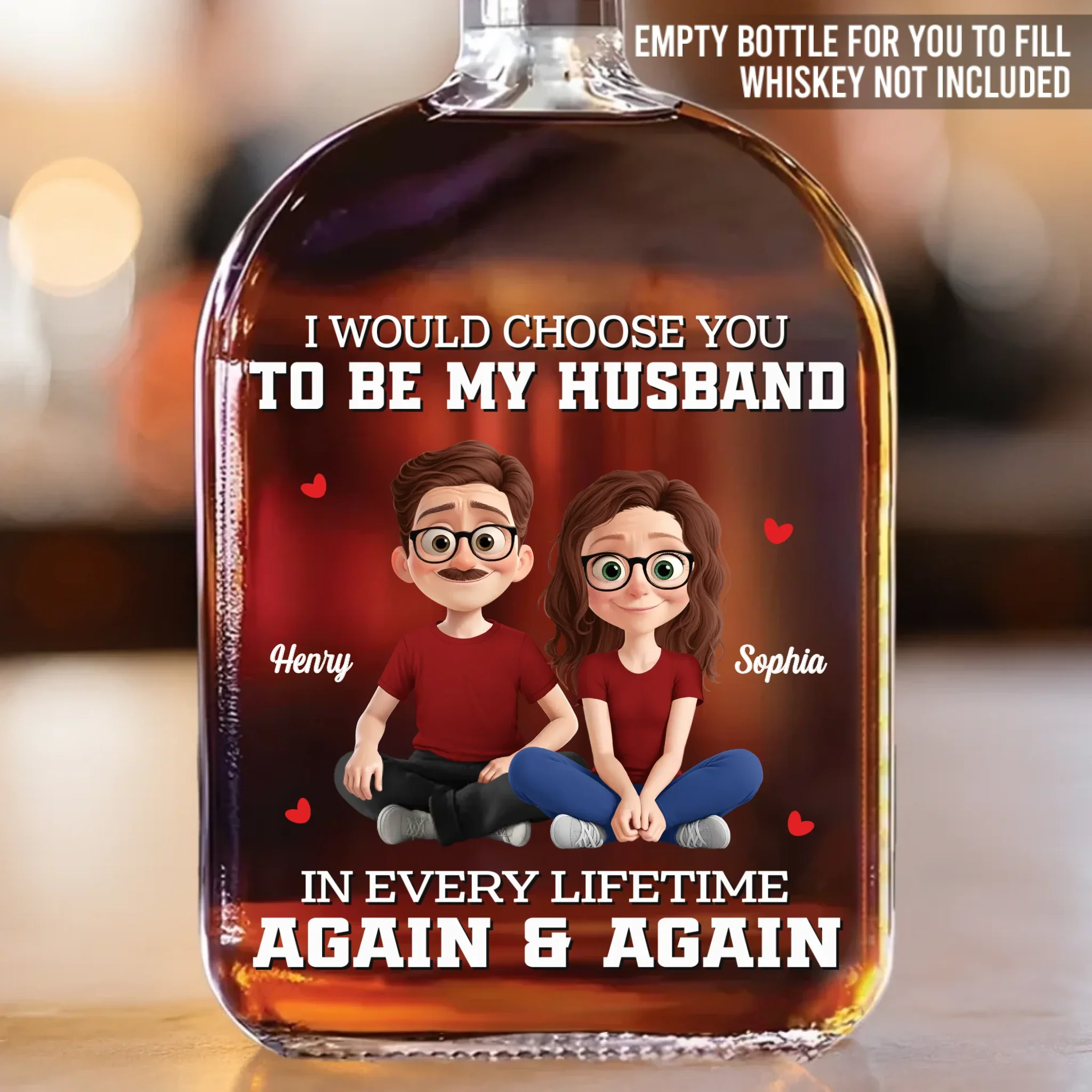 Custom Whiskey Bottle - Personalized Anniversary Christmas Wedding Gifts For Husband And Wife, Him And Her, Wine, Bourbon, Whiskey Lovers - Every Lifetime Leads Me Back To You - Robaser