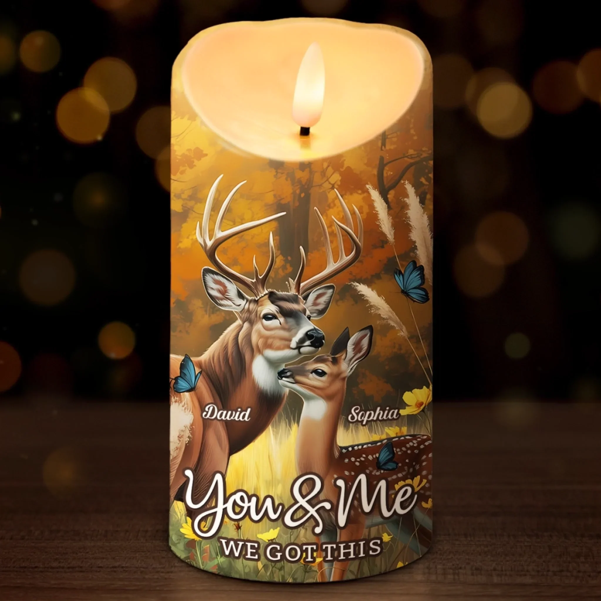 Custom LED Candle - Personalized Anniversary Wedding Gifts For Husband And Wife, Him And Her - My Heart Found Its Forest - Robaser
