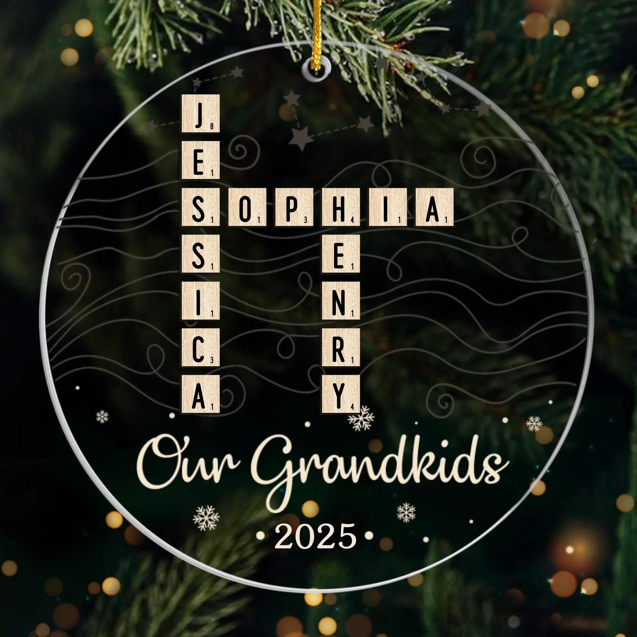 Custom Scrabble Acrylic Ornament - Personalized Christmas Birthday Gifts For Grandpa, Grandma - Home Made Of Words - Robaser