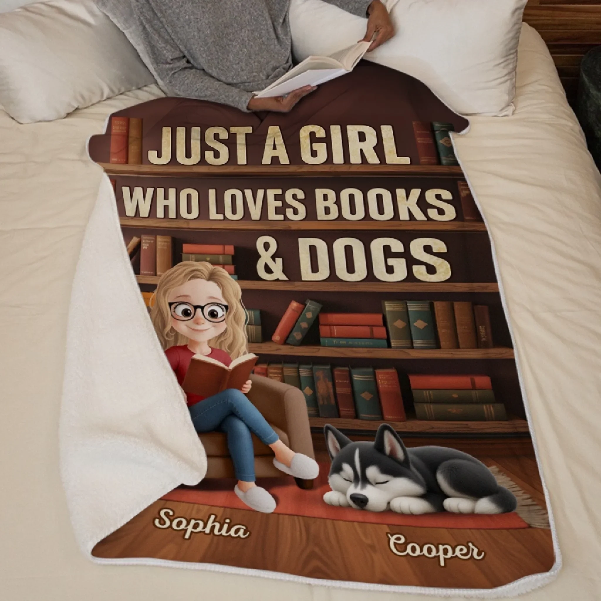 Custom Blanket - Personalized Christmas Bookish Gifts For Book Lovers, Bookworms, Dog Dad And Mom - Every Good Book Deserves A Furry Audience - Robaser