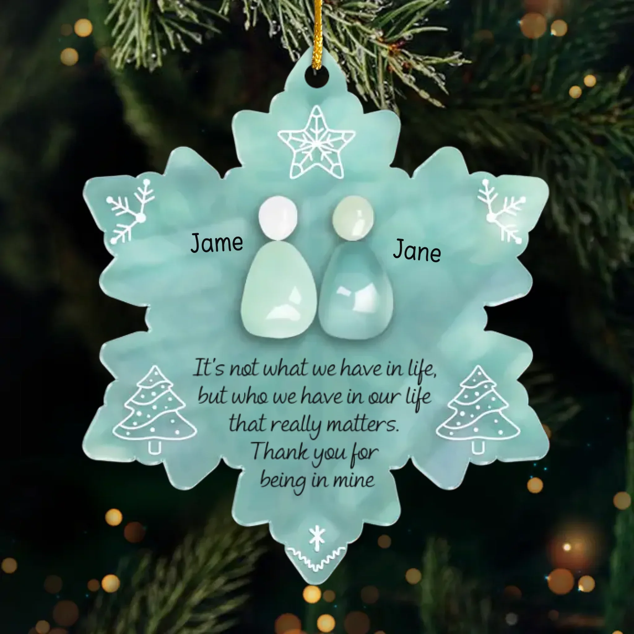 Custom Sea Glass Acrylic Ornament - Personalized Anniversary Christmas Wedding Gifts For Husband And Wife, Him And Her, Couples, Beach Lovers - Ocean Air Warm Hearts - Robaser