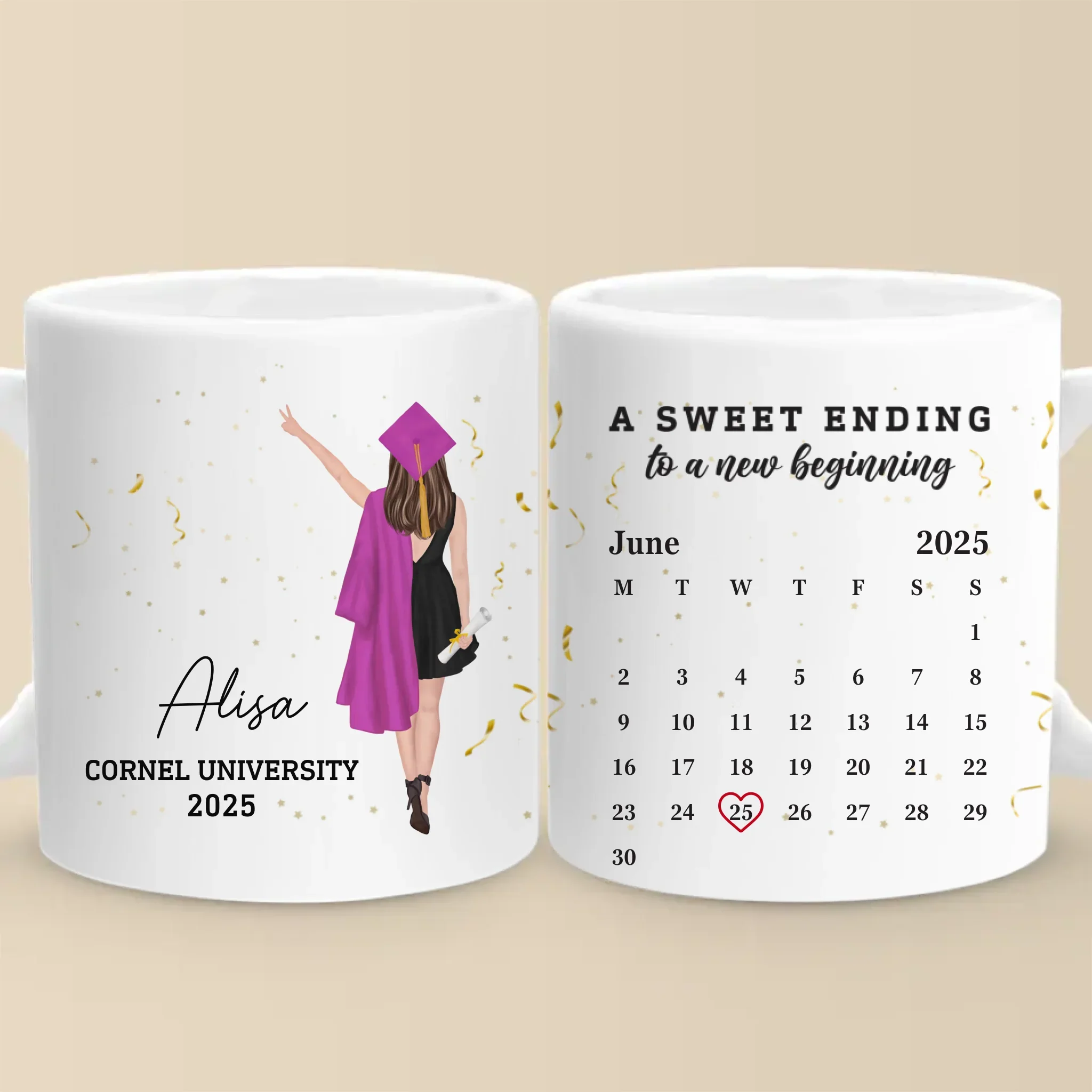 A Sweet Ending To A New Beginning - Family Personalized Custom Mug - Graduation Gift For Family Members, Siblings, Brothers, Sisters - Robaser