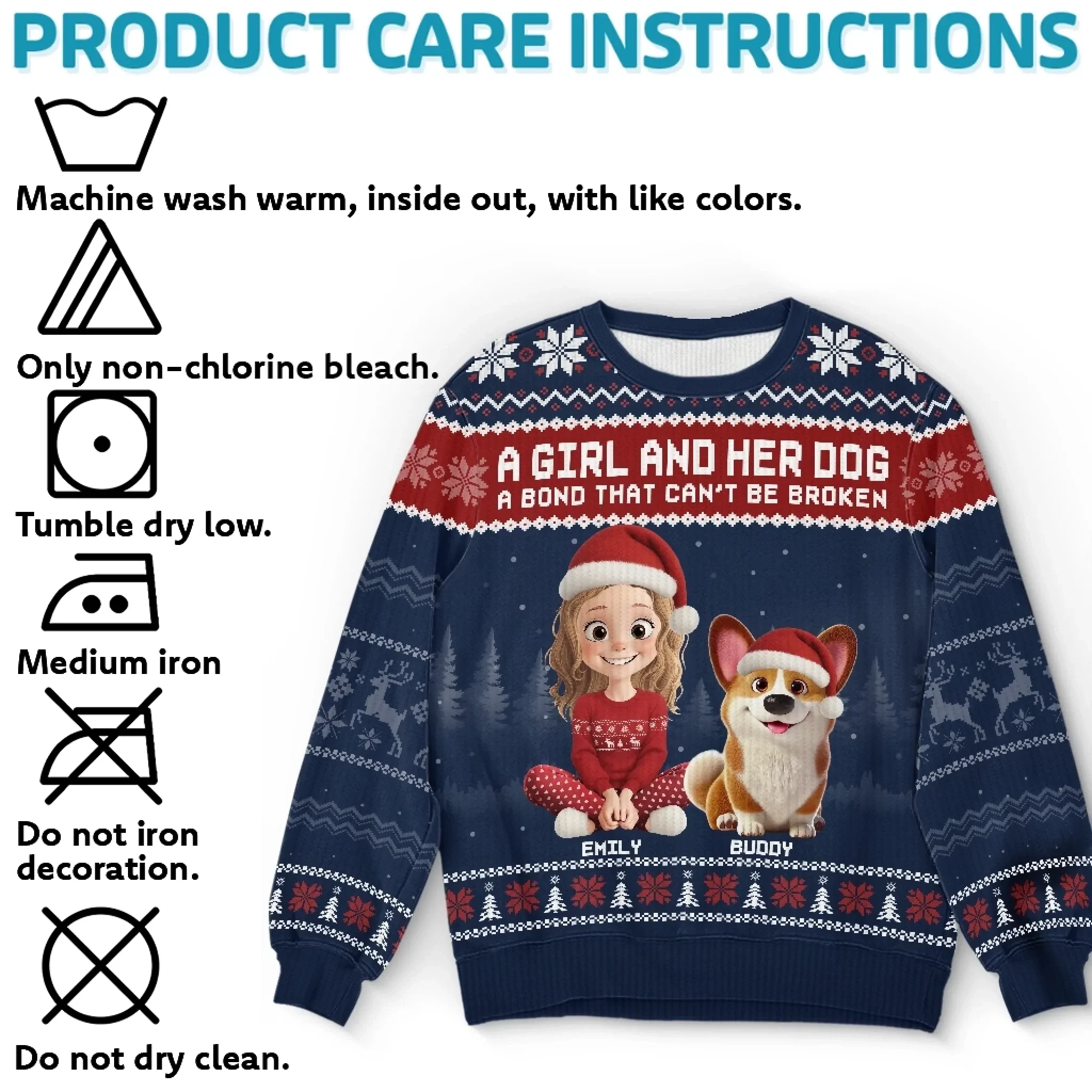 Custom Unisex Ugly Sweatshirt - Personalized  Christmas Birthday Gifts For Dog Lovers, Dog Dad And Mom - A Pawfect Holiday Duo - Robaser